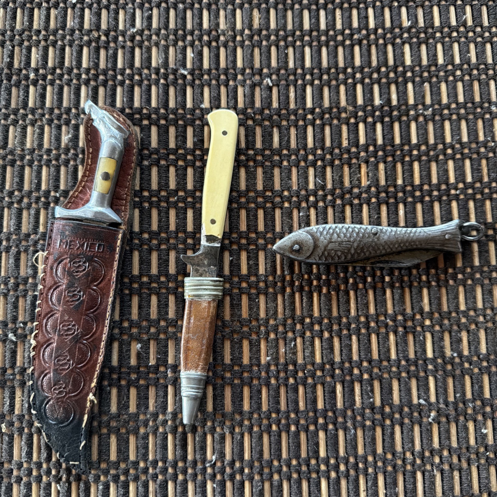 Three Vintage Knives w/ Souvenir and Unusual Qualities 1 Folding 2 Fixed Blade