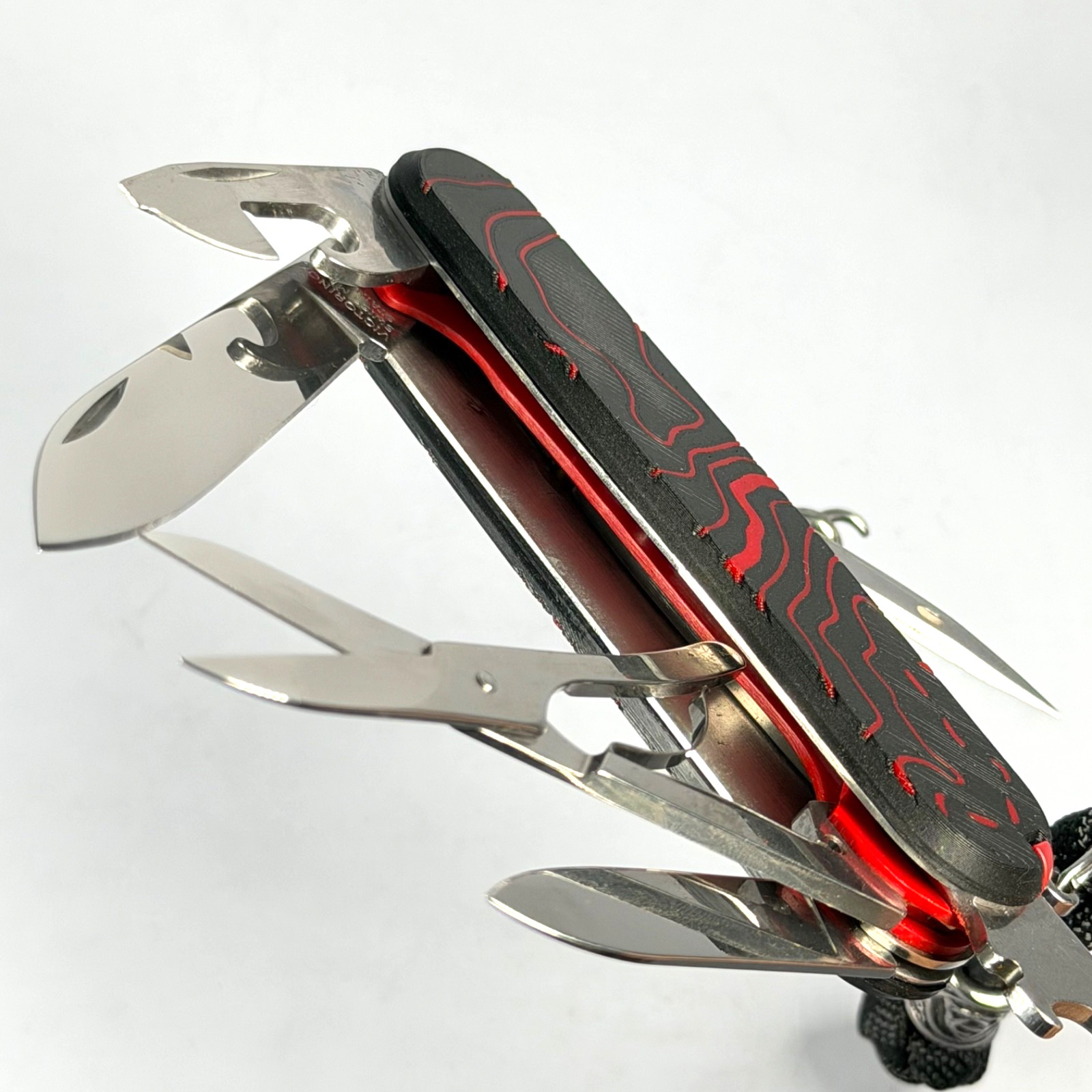 Victorinox Climber Modified Black Red Topo Double G10 Liners Custom Lanyard Victorinox Climber Modified Black Red Topo Double G10 Liners Custom Lanyard