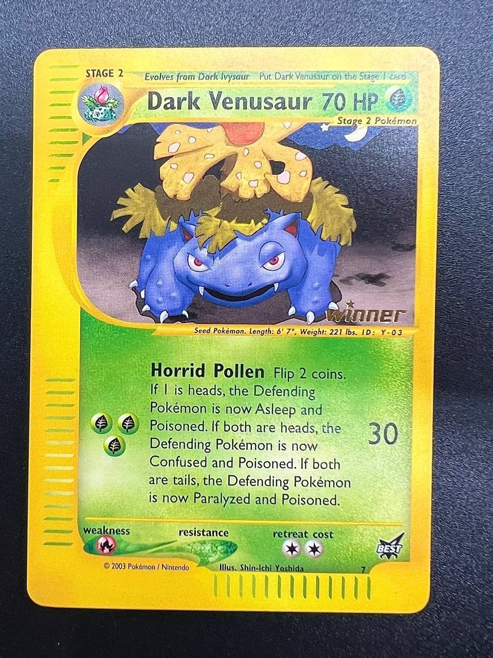 Dark Venusaur 7/9 Promo Best of Game Pokemon Near mint Vintage English Dark Venusaur 7/9 Promo Best of Game Pokemon Near mint Vintage English