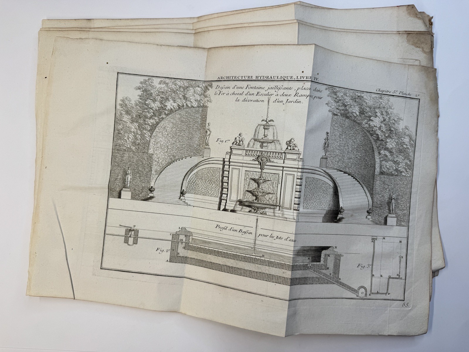 Set of 6 x Engineering prints from an Antique French Architecture Book, 1739. Set of 6 x Engineering prints from an Antique French Architecture Book, 1739.