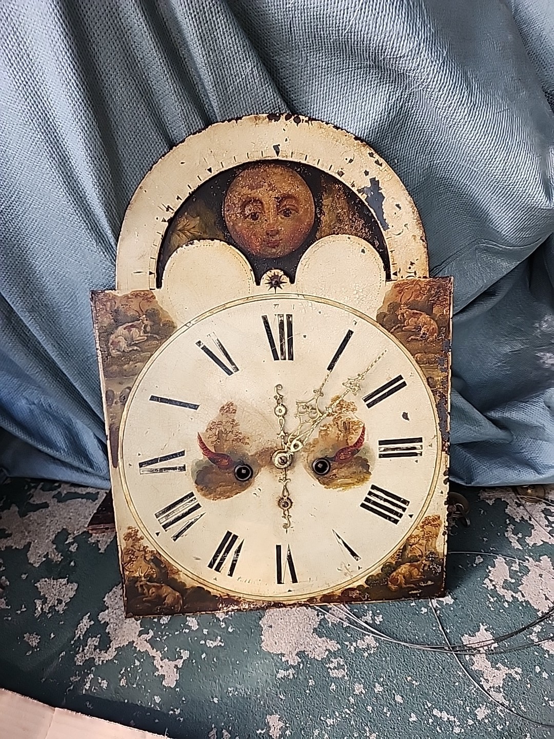 Antique 8 day longcase grandfather clock movement works dial 20 Antique 8 day longcase grandfather clock movement works dial 20
