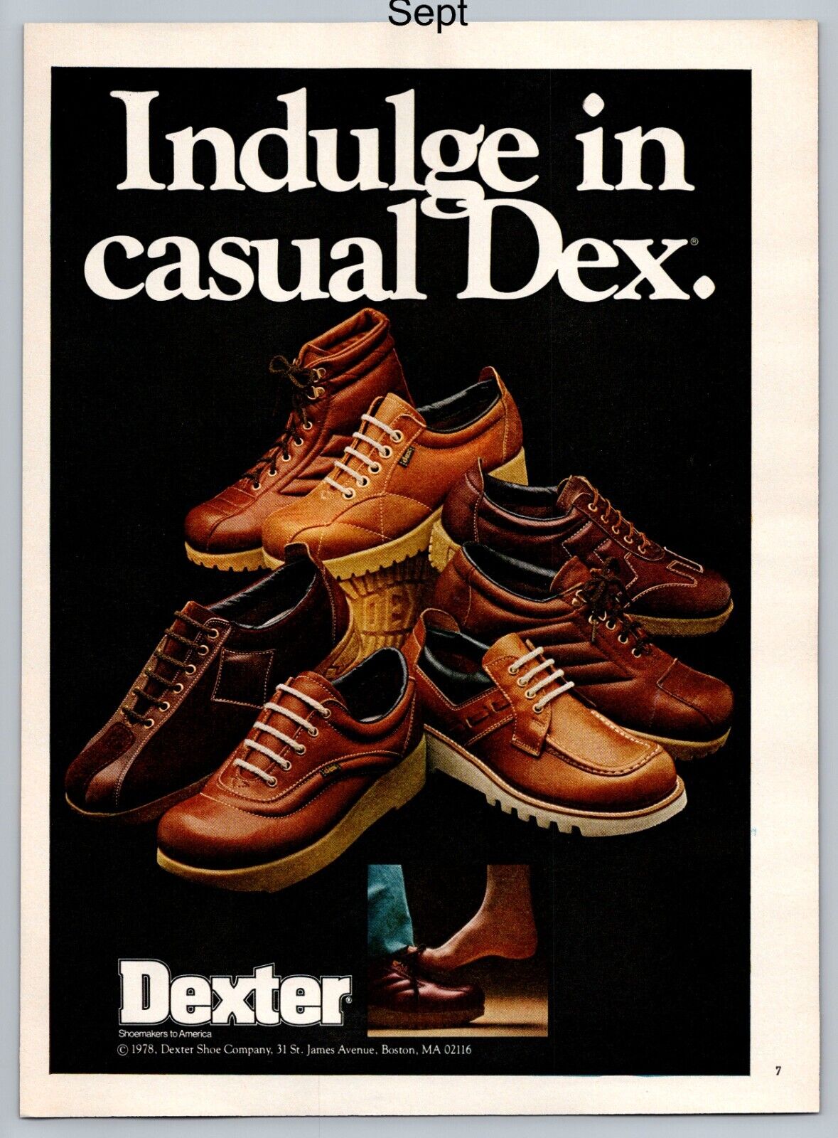 Dexter Leather Shoemakers To America Promo Vintage 1978 Full Page Print Ad