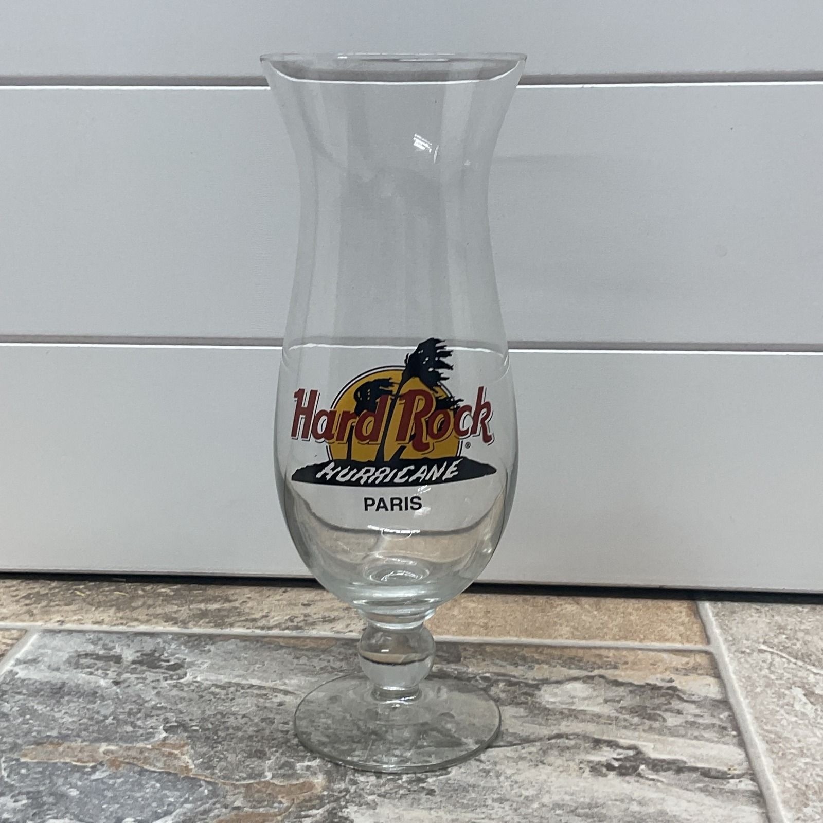 Hard Rock Cafe Paris Hurricane Glass Clear Souvenir Barware Footed Cocktail 9.5