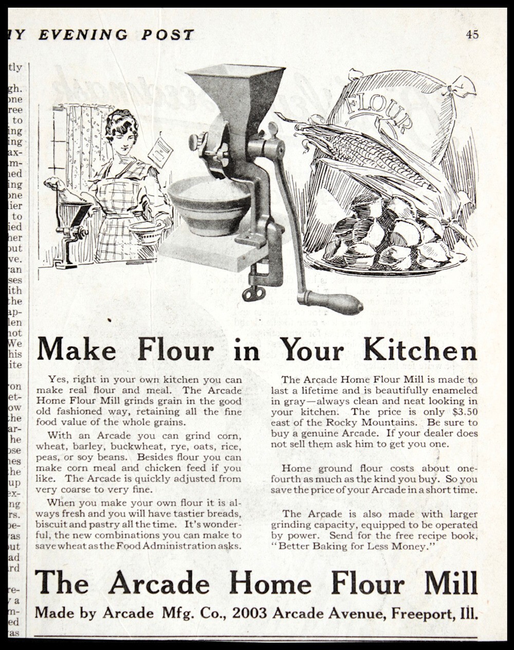 1917 ARCADE FLOUR MILL Make Flour in Your Kitchen Antique Vintage PRINT AD 1917 ARCADE FLOUR MILL Make Flour in Your Kitchen Antique Vintage PRINT AD