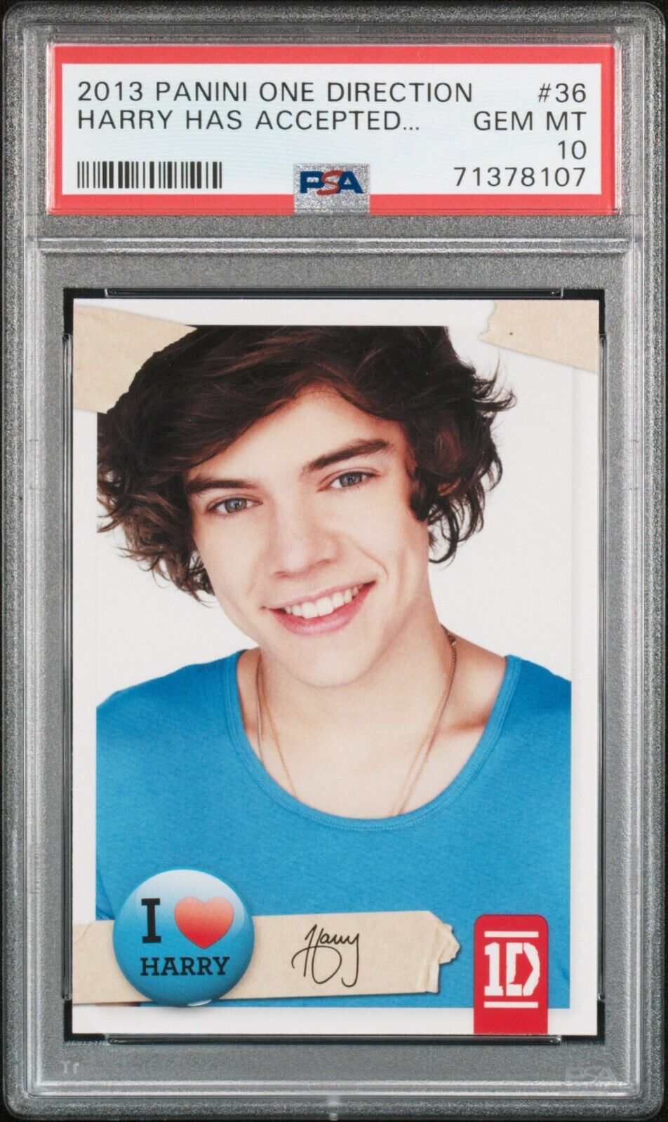 Harry Styles 2013 Panini One Direction #36 Rookie RC PSA 10 Gem Mint