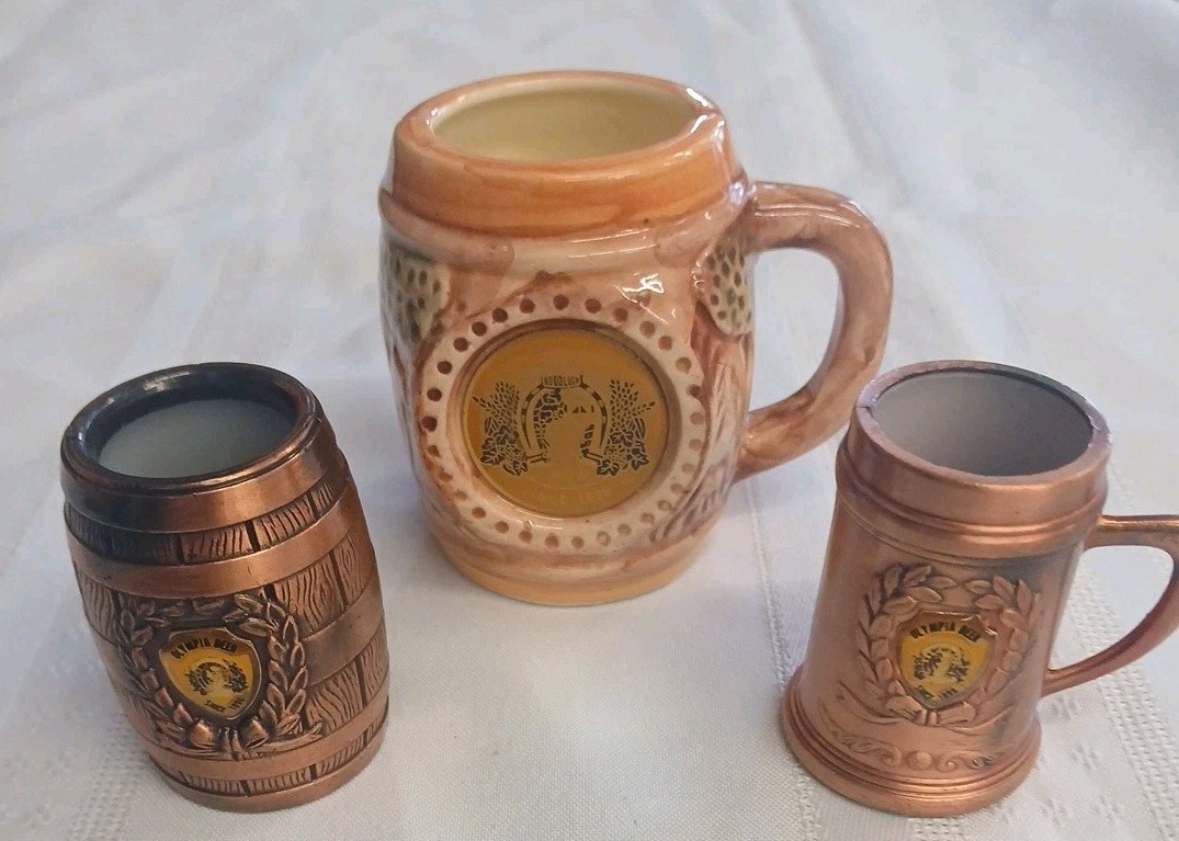 Olympia Beer Mini Steins/Toothpick Holder Lot Vintage. T0010 Olympia Beer Mini Steins/Toothpick Holder Lot Vintage. T0010