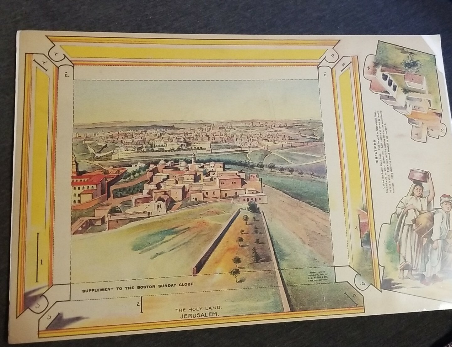 1907 Jerusalem The Holy Land Paper Model Tableaux J V Sloan & Co Boston Globe