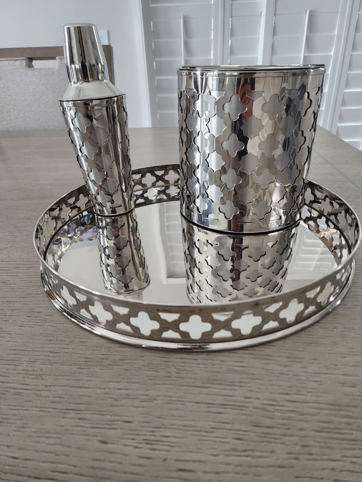 Z Gallerie Palomar Collection 3-Piece Stainless Steel Bar Set Tray Ice Bucket Co Z Gallerie Palomar Collection 3-Piece Stainless Steel Bar Set Tray Ice Bucket Co