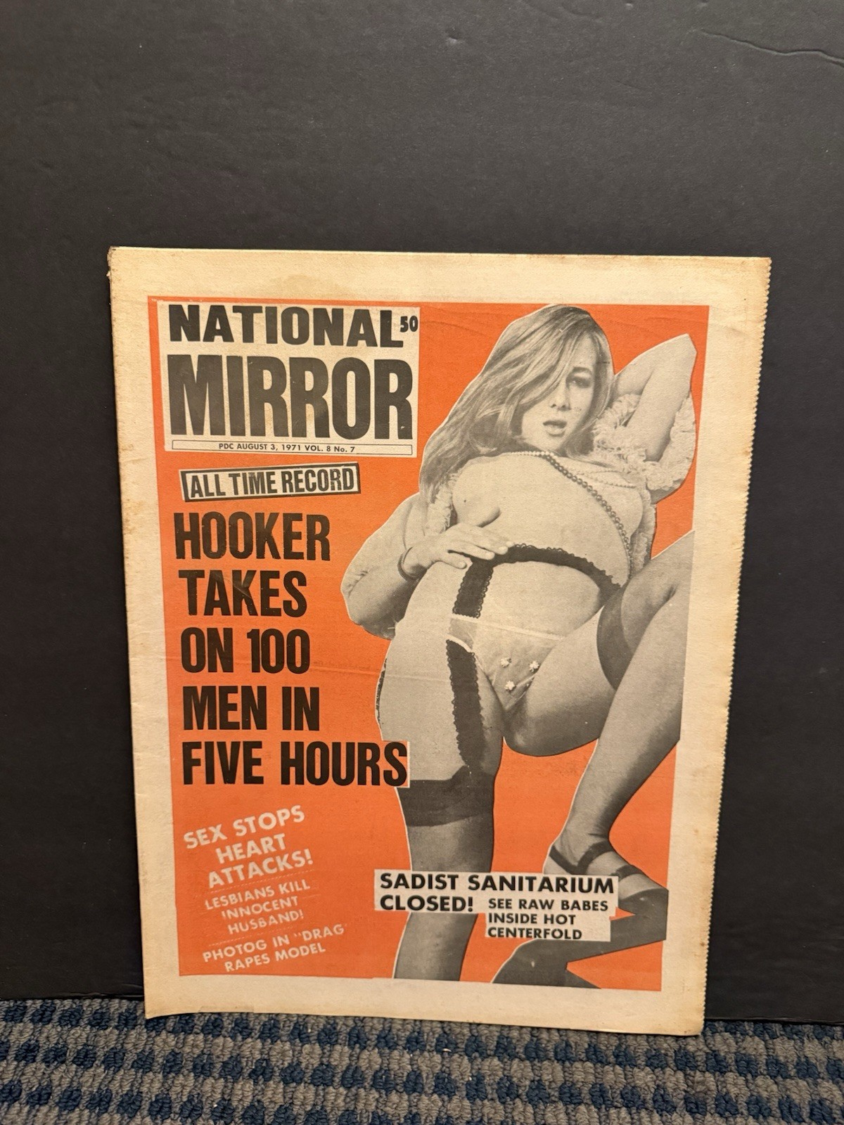 1971 National Mirror Newspaper, Hooker Takes on 100 Men (10W)