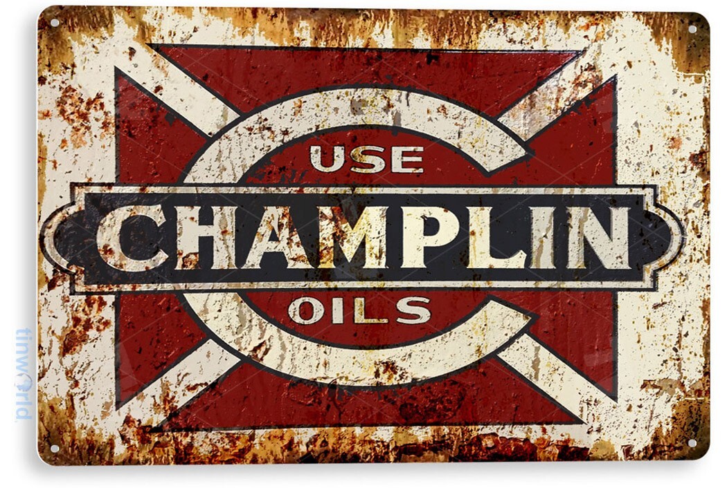 TIN SIGN Champlin Oil, Gas, Garage, Auto Shop, Retro, Rustic, Decor, A850