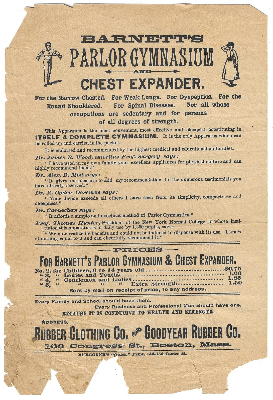 Ca. 1890s Barnett's Parlor Gymnasium Broadside Chest Expander Weightlifting