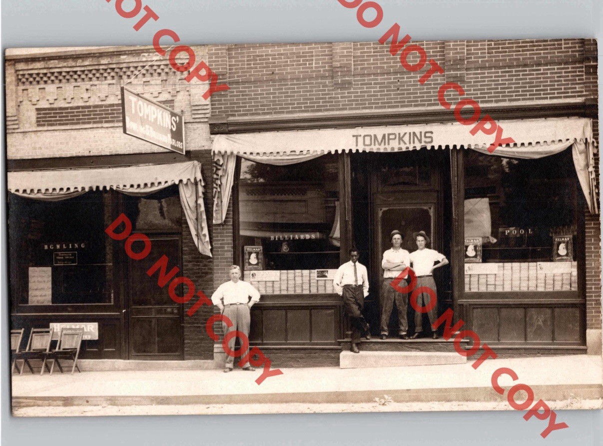 WOW c1910 INTEGRATED Bowling Pool Billiards WOODSTOCK Illinois IL McHenry RPPC