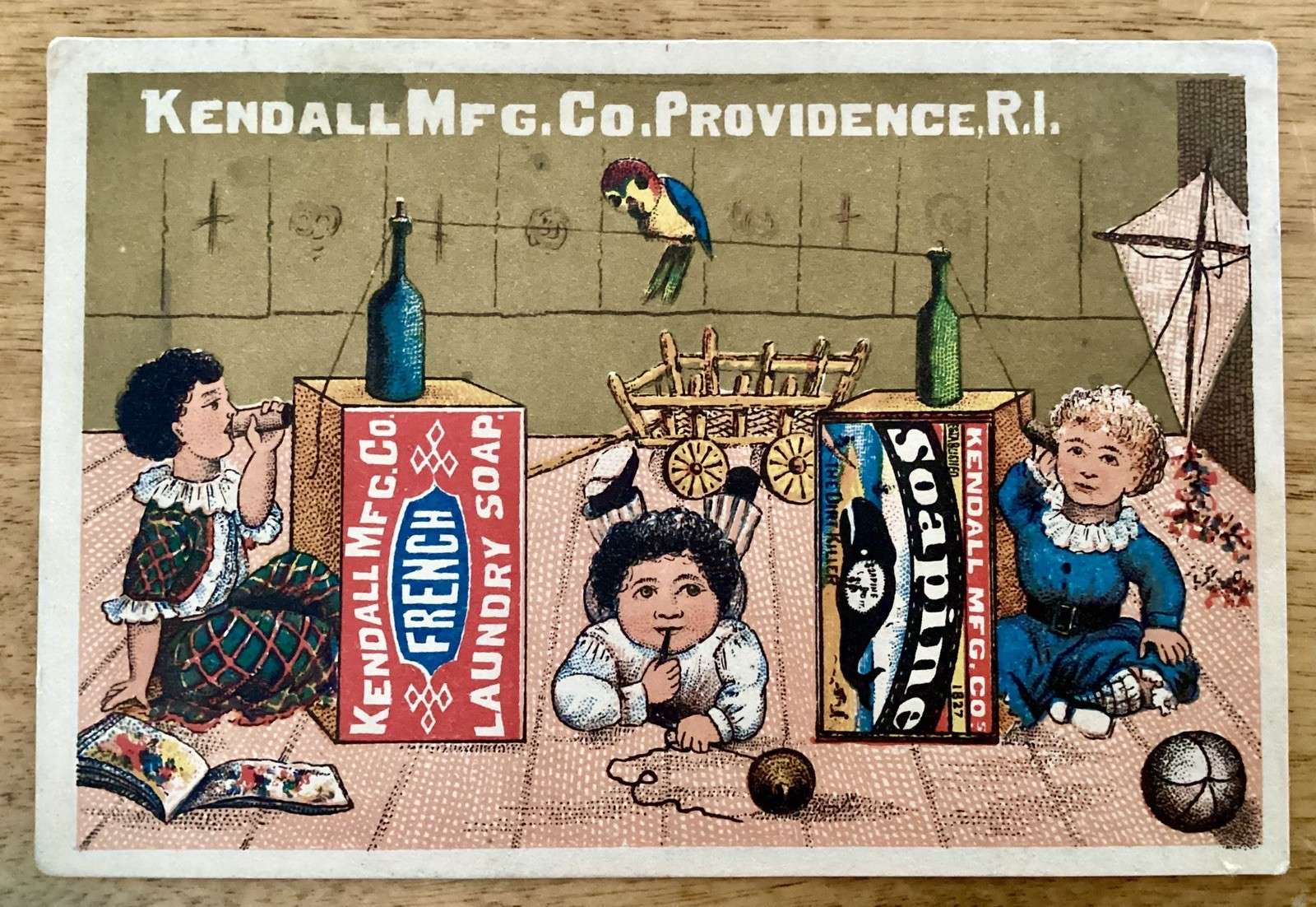 Soapine Victorian Trade Card, French Laundry Soap, Children in Playroom
