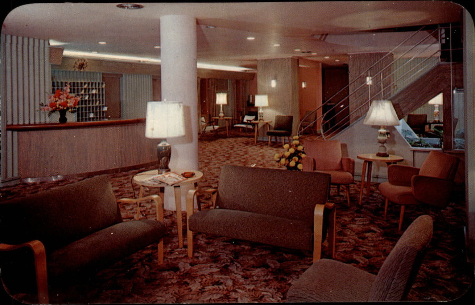Hotel Sterling Atlantic City New Jersey lobby unused 1950s-60s vintage postcard Hotel Sterling Atlantic City New Jersey lobby unused 1950s-60s vintage postcard