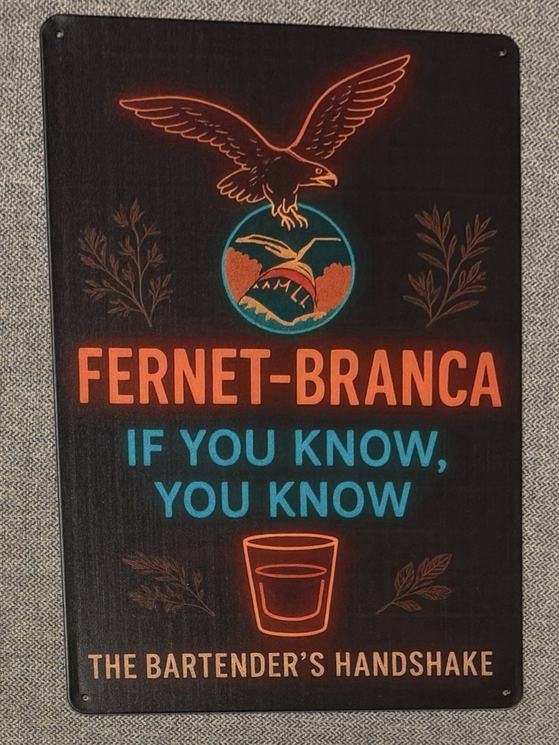 Fernet Bartenders Handshake Metal Sign 12” Argentina Branca Menta Bar Poster Fernet Bartenders Handshake Metal Sign 12” Argentina Branca Menta Bar Poster
