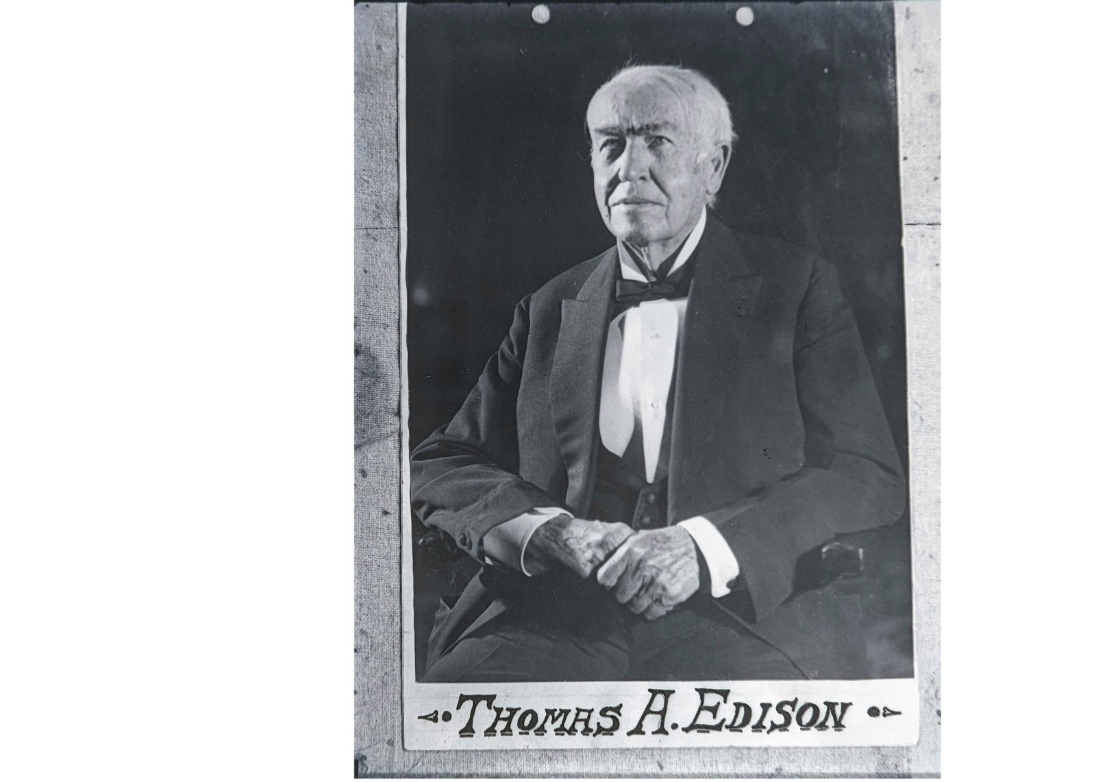 1920s Inventor Thomas Edison Formal Portrait Banner Glass Negative OOAK