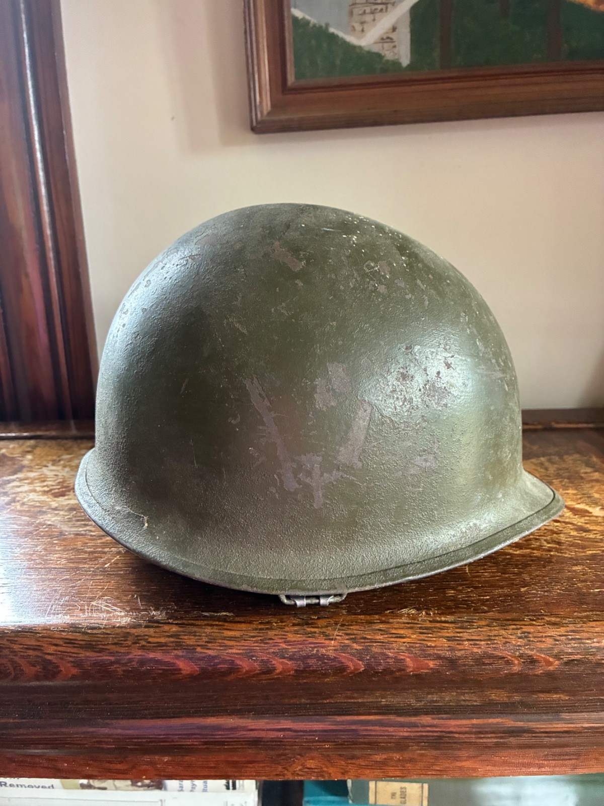 WWII American Army Helmet with wooden interior WWII American Army Helmet with wooden interior