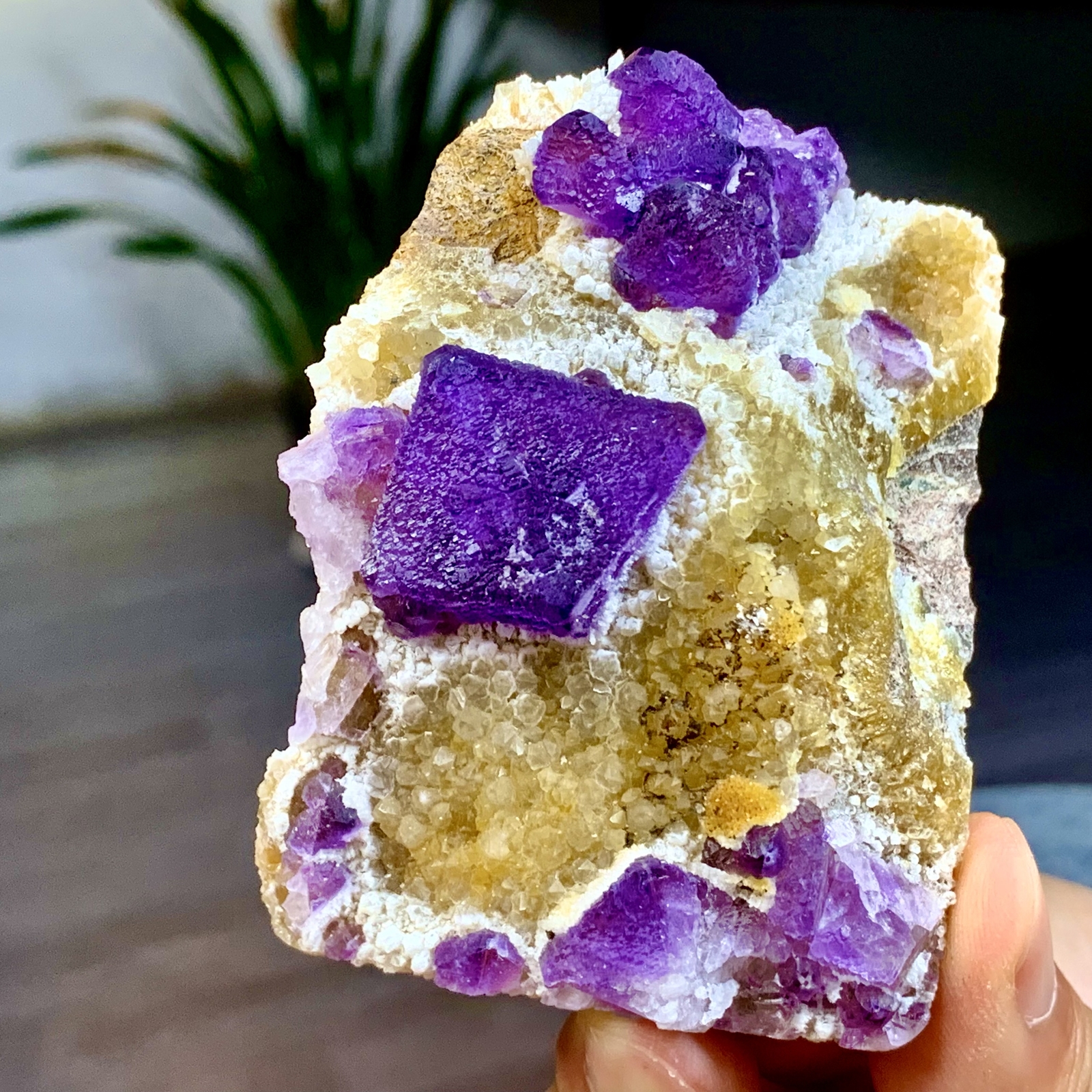 189G Natural Crystal Rare transparent purple cubic fluorite sample/China
