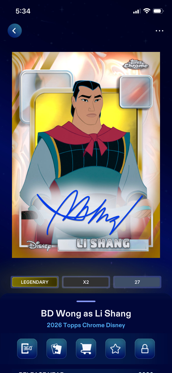 2026 Topps Disney Collect Legendary Chrome Signatures BD Wong LI-SHANG LE 50cc 2026 Topps Disney Collect Legendary Chrome Signatures BD Wong LI-SHANG LE 50cc
