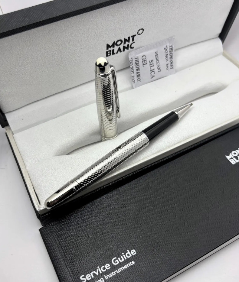 NEW MONT BLANC Meisterstück 163 Classique Silver Rollerball Pen With Refill NEW MONT BLANC Meisterstück 163 Classique Silver Rollerball Pen With Refill