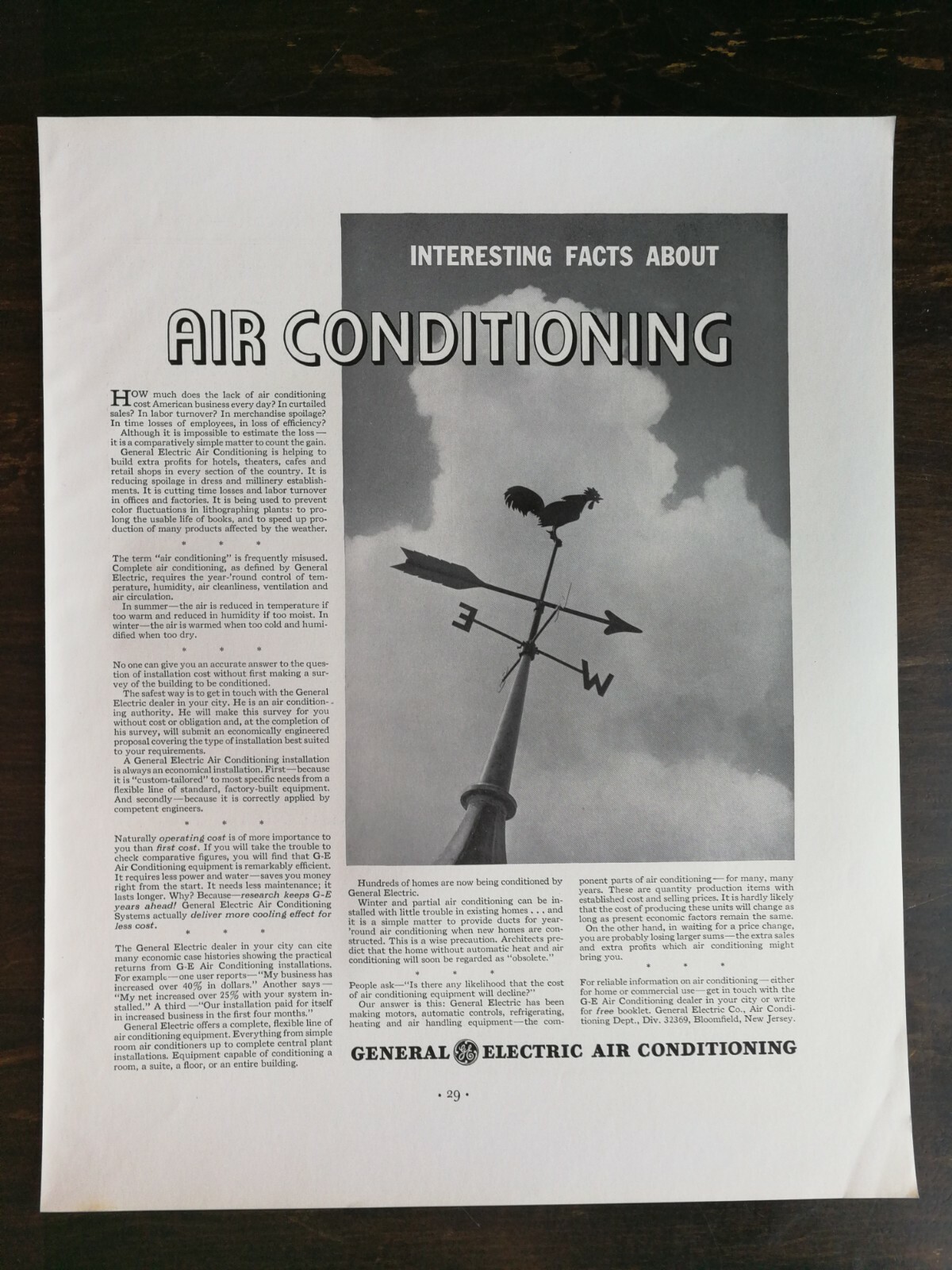 Vintage 1936 General Electric Air Conditioning Full Page Original Ad 122 Vintage 1936 General Electric Air Conditioning Full Page Original Ad 122