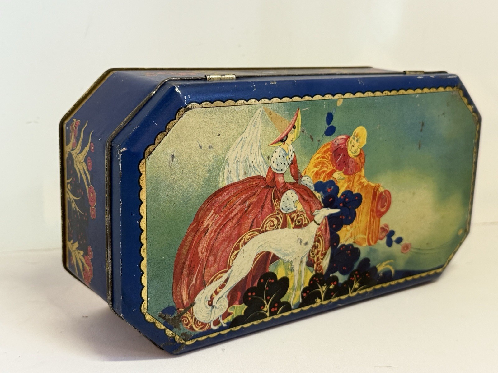 Vintage John Mackintosh's Candy Toffee Tin Art Deco Greyhound 1920’s England
