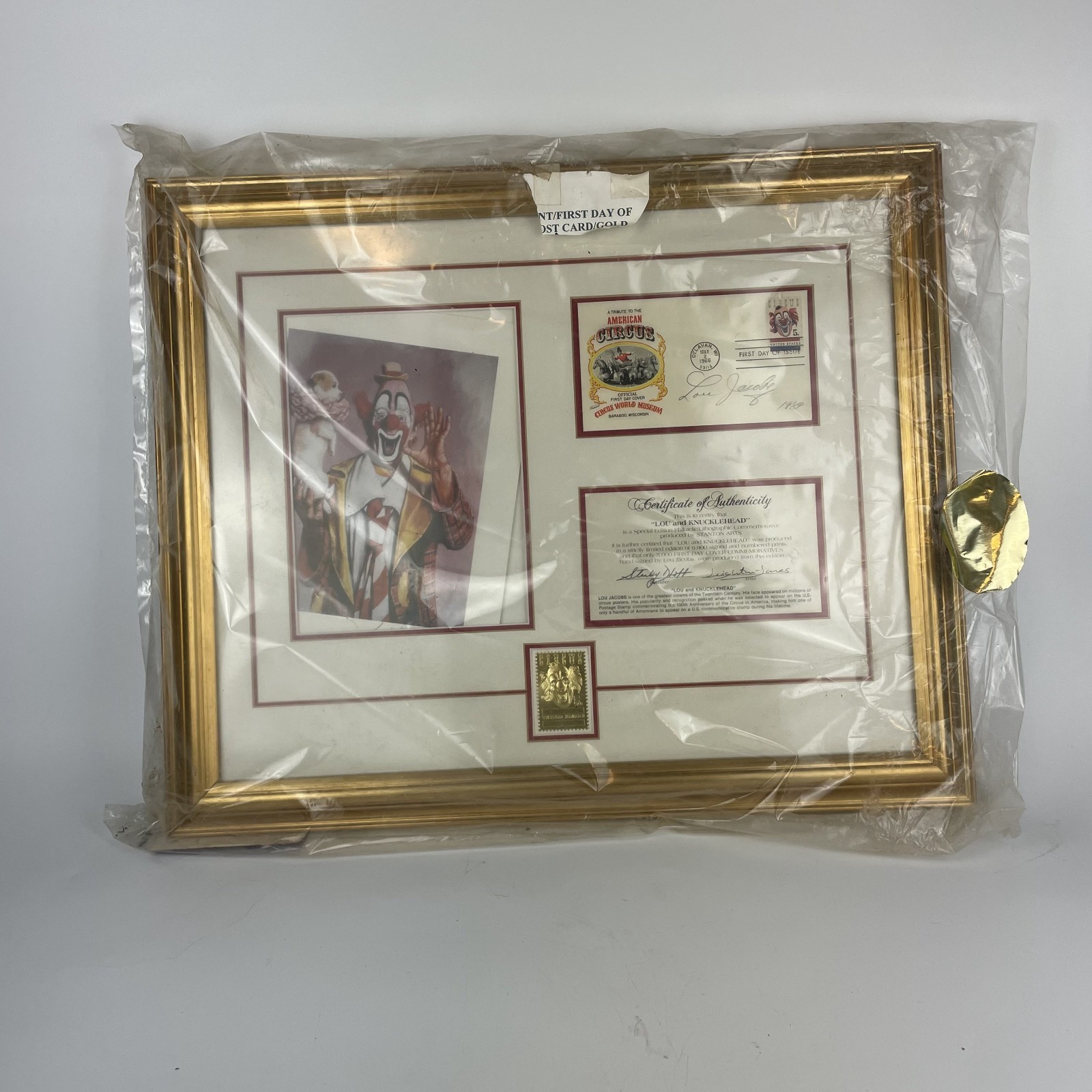 Lou Jacobs & Knucklehead Lithograph w/ Stamp – Special Edition Framed Clown Art Lou Jacobs & Knucklehead Lithograph w/ Stamp – Special Edition Framed Clown Art
