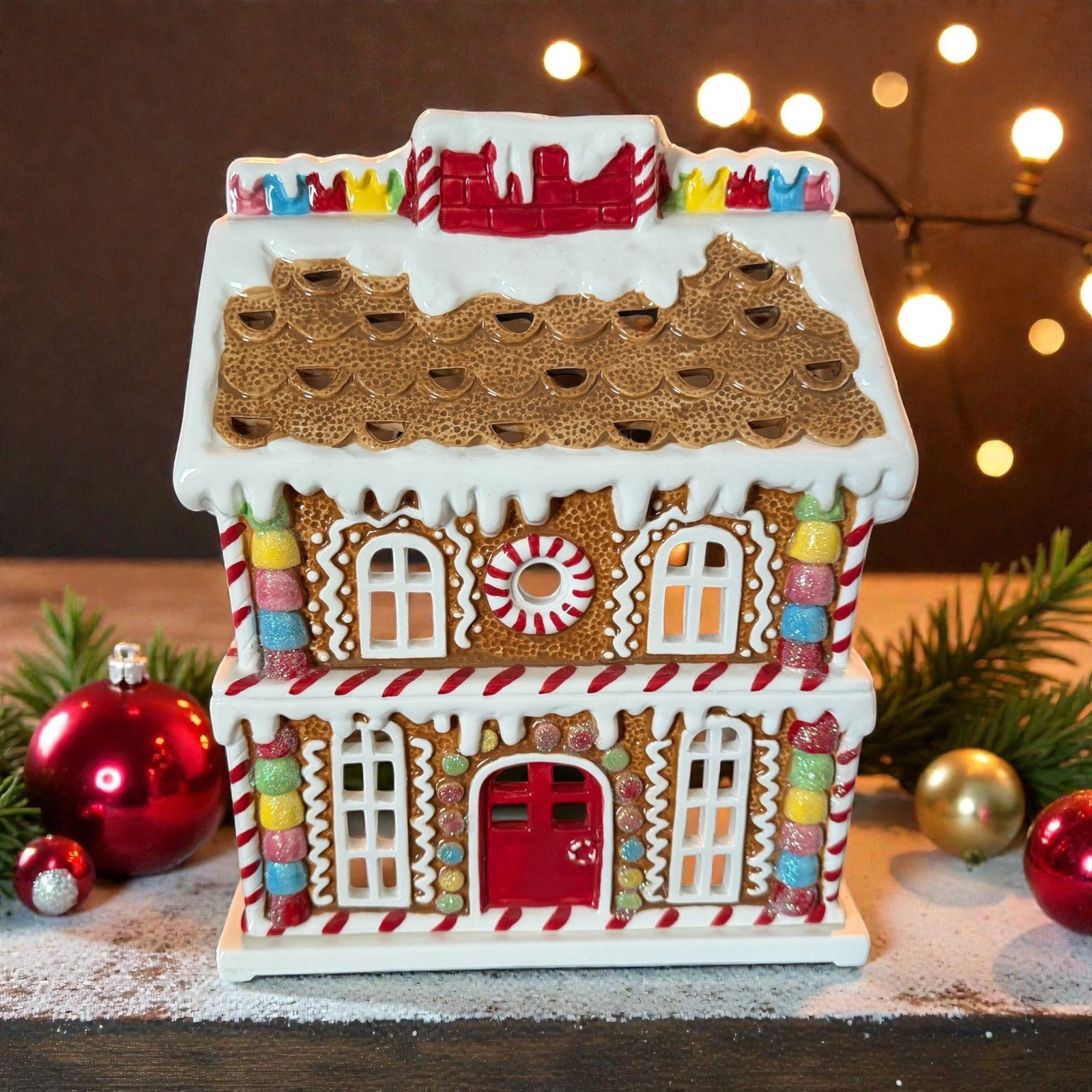 Rare Partylite Iced Gingerbread Christmas Decoration Jar Candle Holder P2506. Rare Partylite Iced Gingerbread Christmas Decoration Jar Candle Holder P2506.