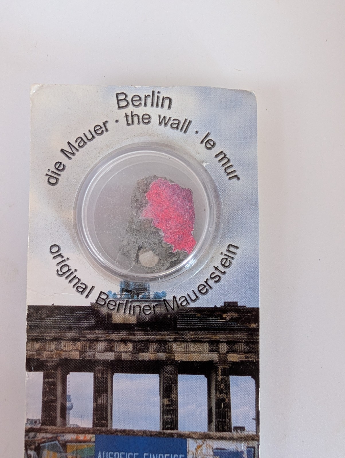Berlin Wall fragment souvenir from the Mauermuseum Haus am Checkpoint Charlie. Berlin Wall fragment souvenir from the Mauermuseum Haus am Checkpoint Charlie.
