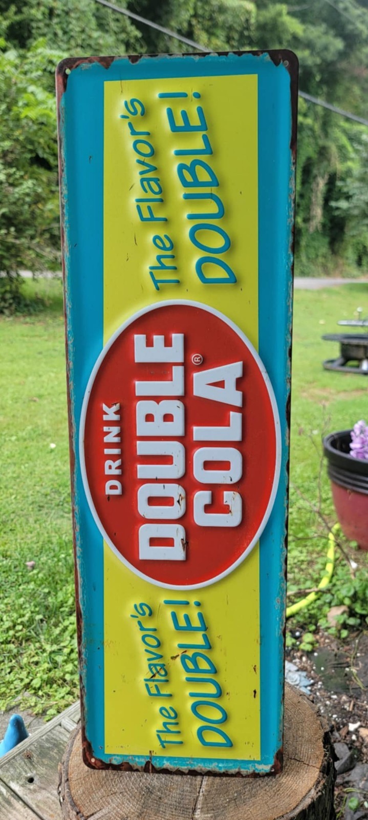 Double Cola Soda Vintage Retro Advertising Embossed Metal Sign Double Cola Soda Vintage Retro Advertising Embossed Metal Sign
