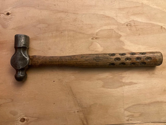Ball Peen Hammer w/ Rare Vintage Hartwell Hickory Vacuum Cup Handle Ball Peen Hammer w/ Rare Vintage Hartwell Hickory Vacuum Cup Handle