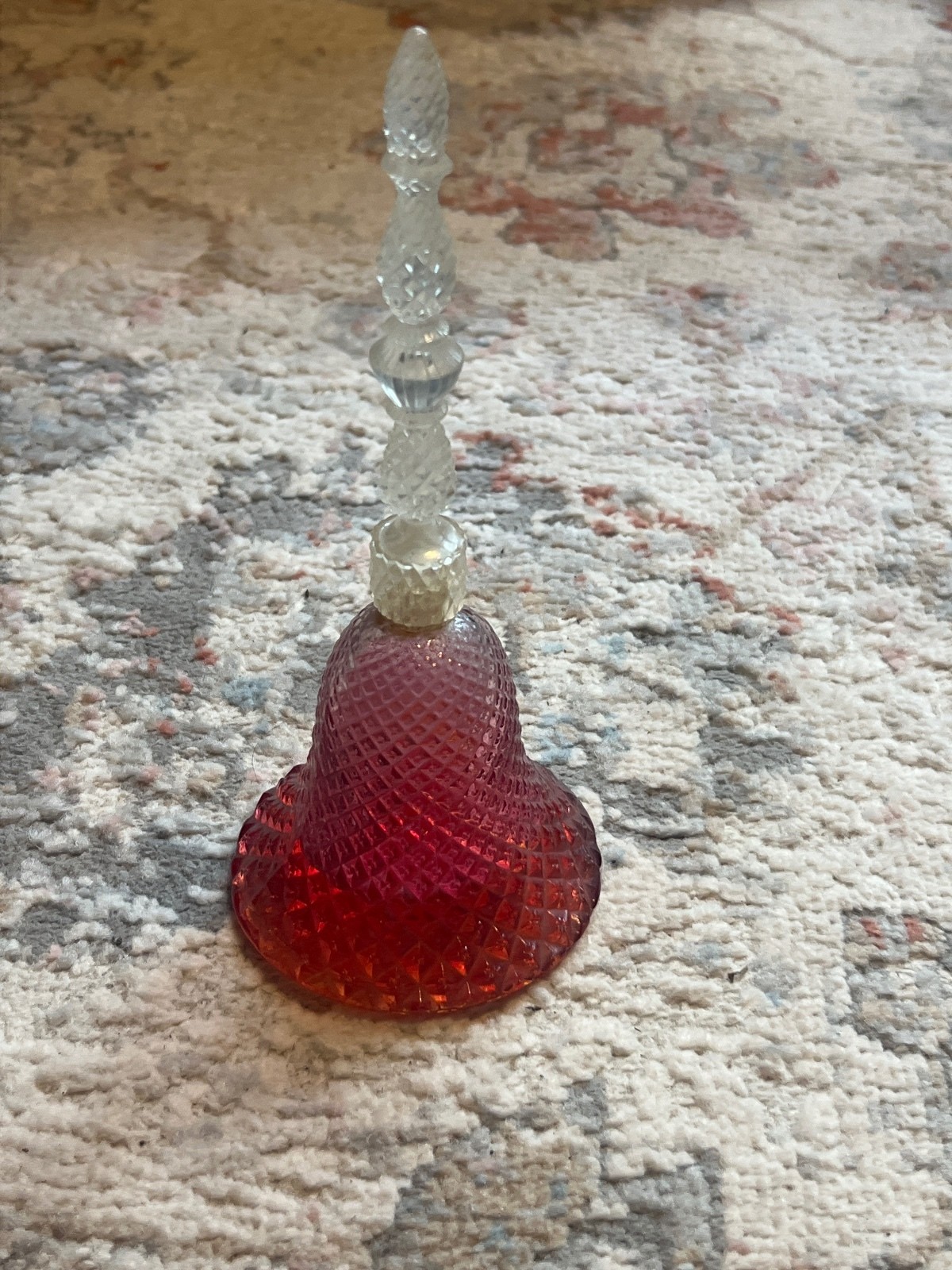 Vintage 1970s Avon Crystal Bell Decanter - Ruby Red Diamond Cut Glass Perfume Vintage 1970s Avon Crystal Bell Decanter - Ruby Red Diamond Cut Glass Perfume