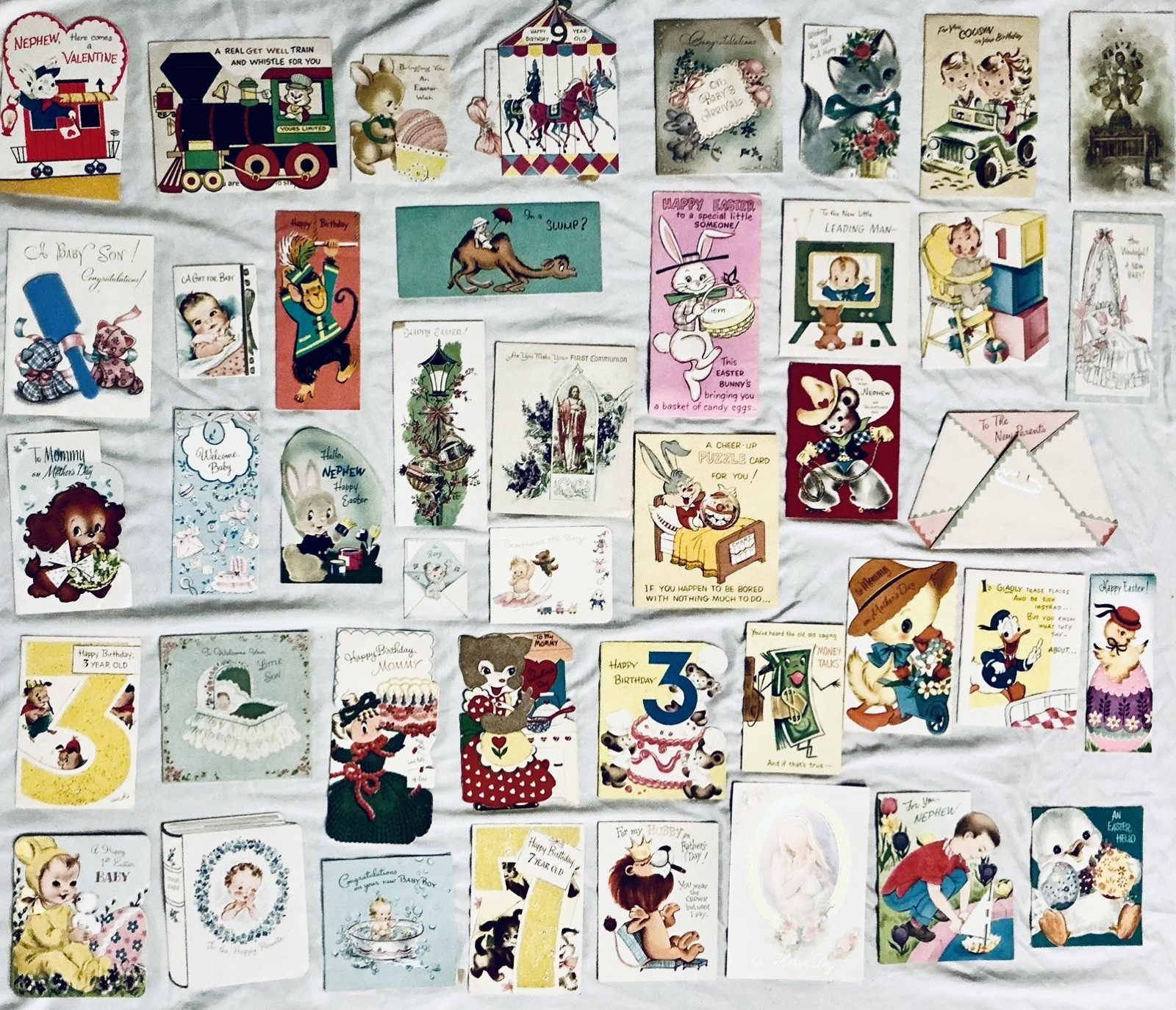 43 Vintage 1950s/1960s Used Greeting Cards▪️Birthday, Baby, Holidays 43 Vintage 1950s/1960s Used Greeting Cards▪️Birthday, Baby, Holidays