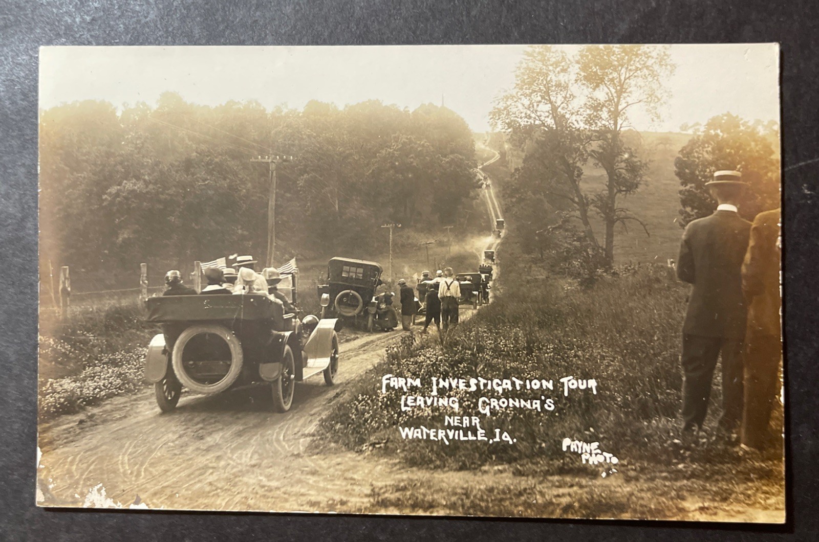 Farm Investigation Tour Leaving Gronna's near Waterville IA Iowa RPPC AZO Farm Investigation Tour Leaving Gronna's near Waterville IA Iowa RPPC AZO