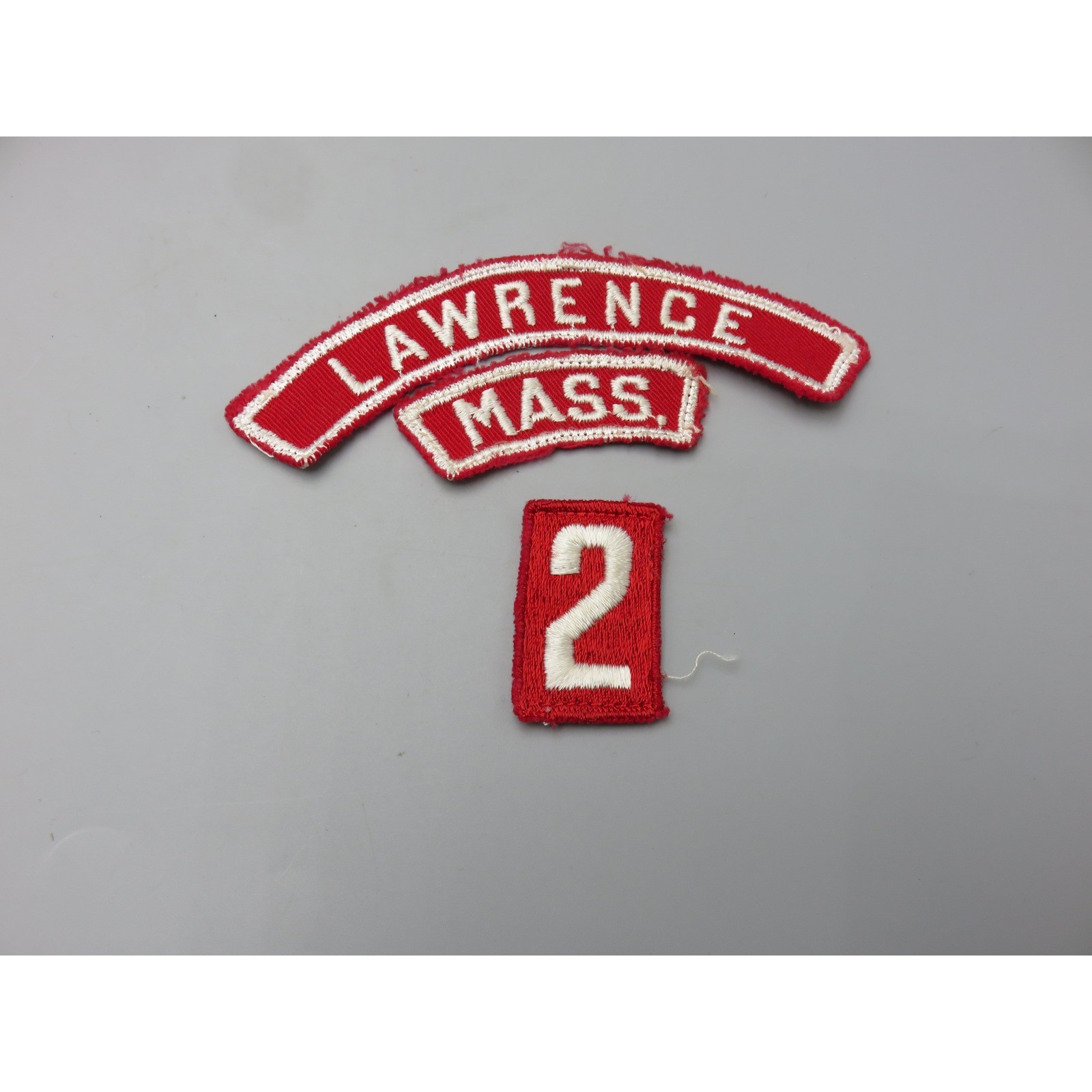 Vintage Boy Scout Lawrence Massachusetts #2 Half Strip Patch Set Red White Vintage Boy Scout Lawrence Massachusetts #2 Half Strip Patch Set Red White