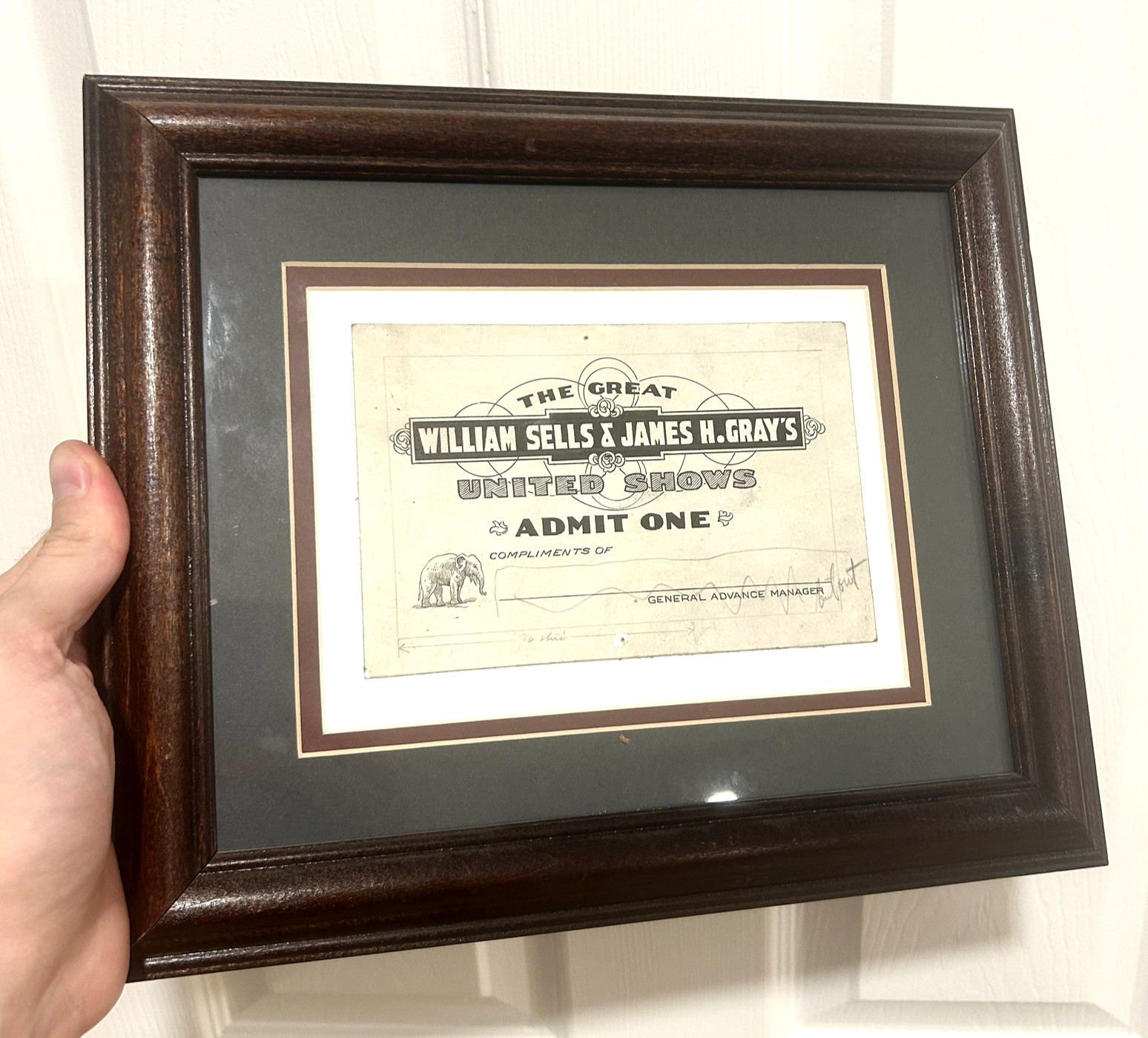 Antique Circus Entry Ticket- Carnival- circa 1901- William Sells & James Gray Antique Circus Entry Ticket- Carnival- circa 1901- William Sells & James Gray