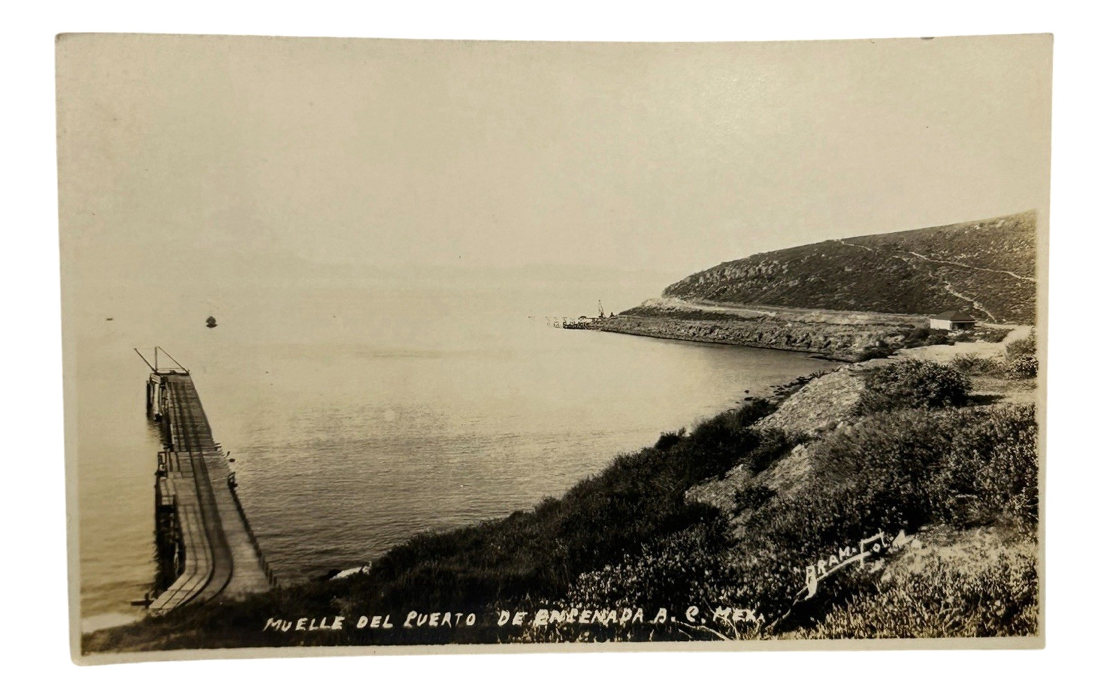 RPPC Postcard Ensenada Mexico Muelle del Puerto Pier Dock Bram Fot RPPC Postcard Ensenada Mexico Muelle del Puerto Pier Dock Bram Fot