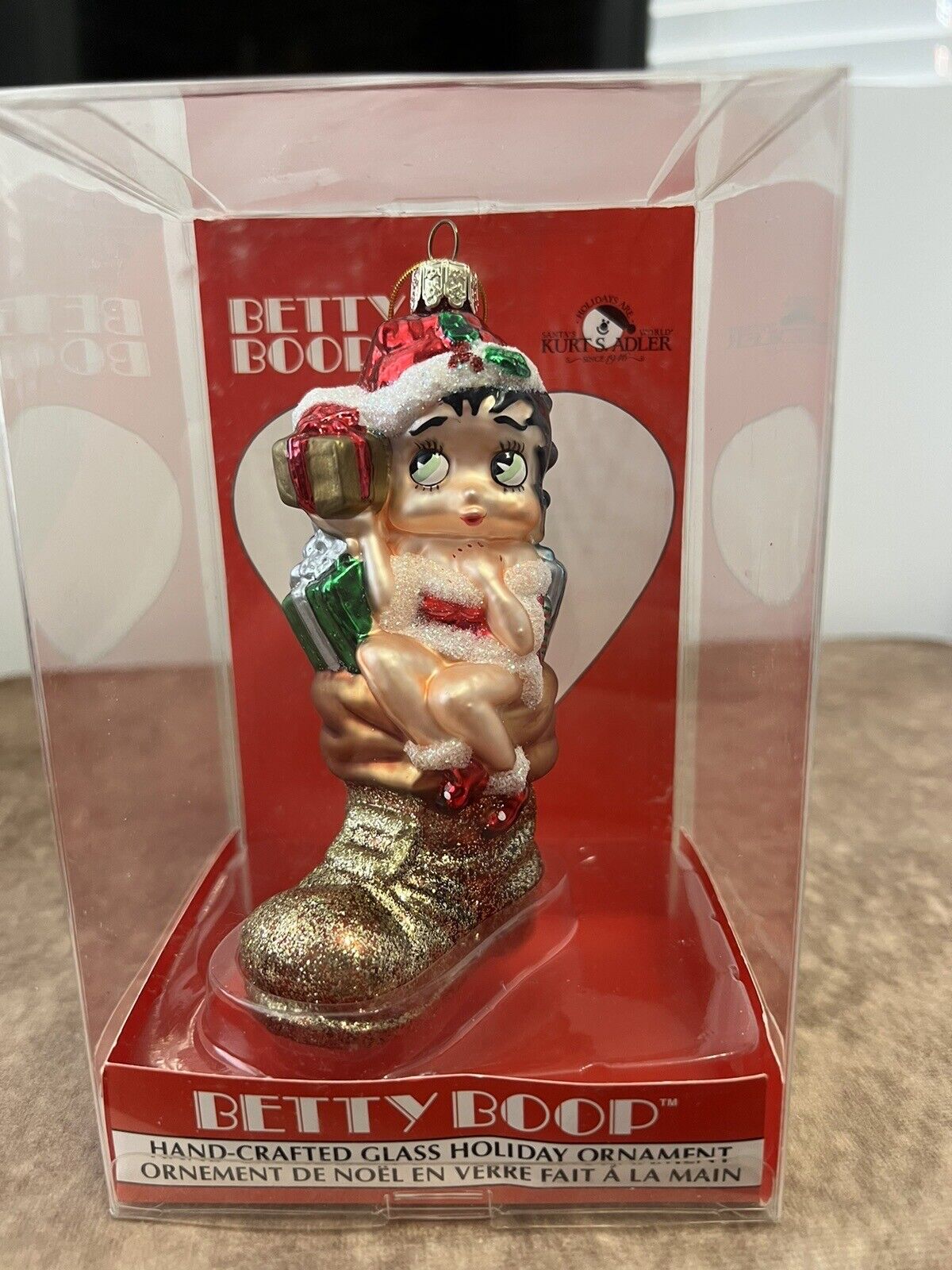 Kurt Adler Betty Boop Glass Christmas Ornament vintage, mint condition