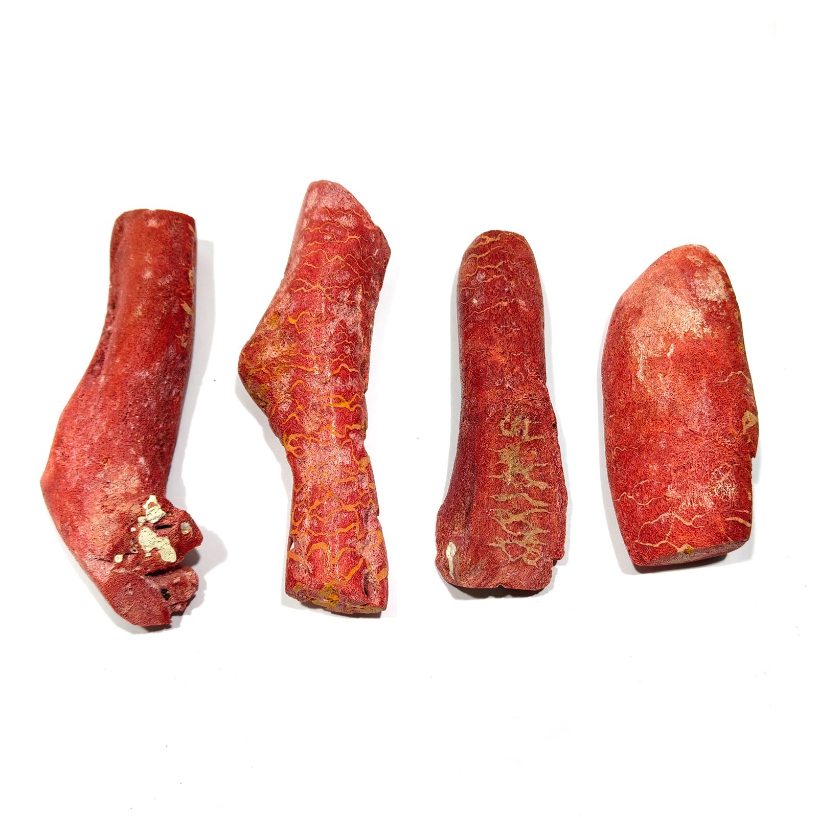 Rare Natural 4pcs Genuine RED Coral  Branch Specimen for jewelry 420 g