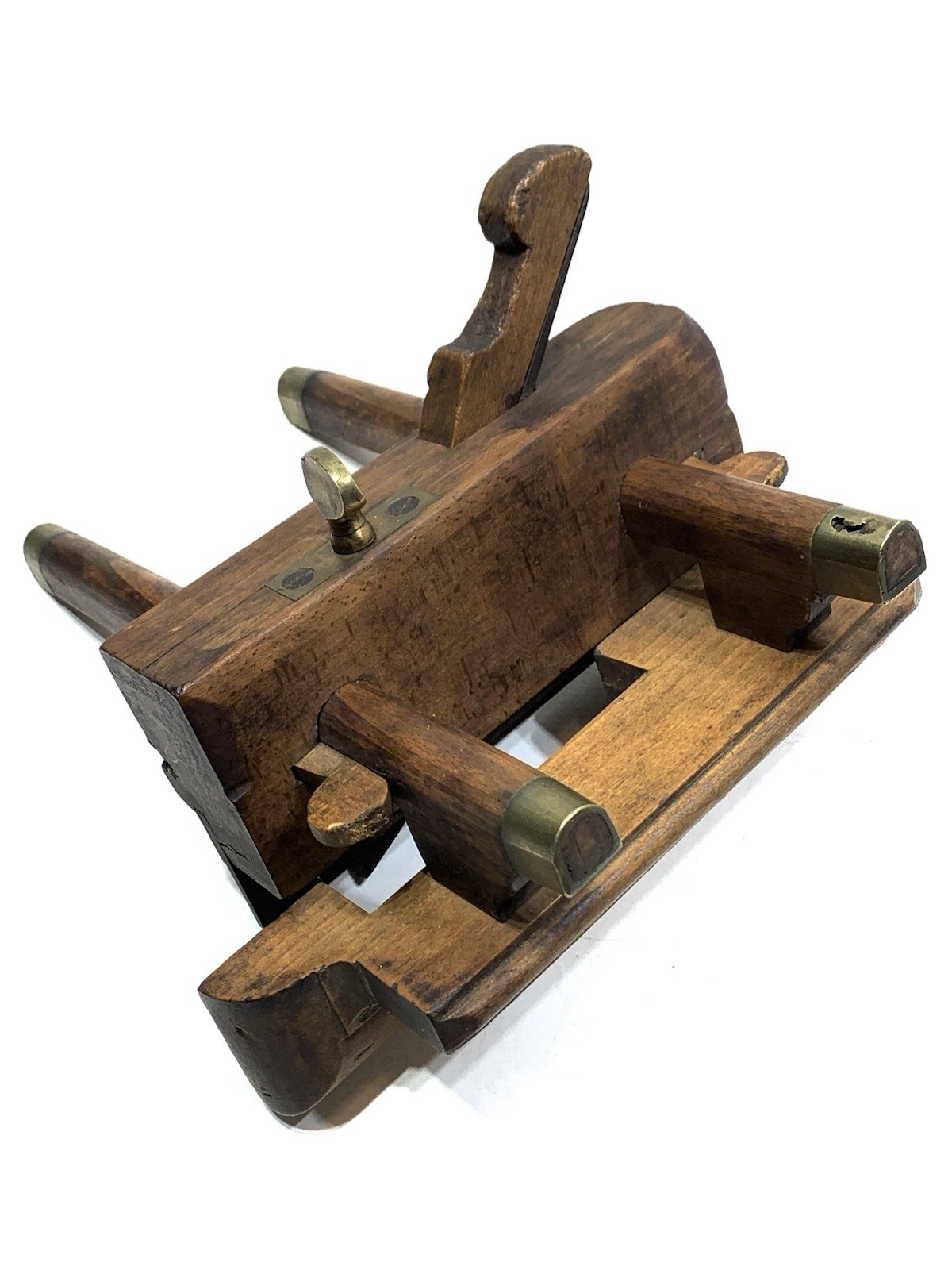 19th Century RARE-(((A.A. PRESTON))) Marked Wooden Screw-arm Plow Plane Tool 19th Century RARE-(((A.A. PRESTON))) Marked Wooden Screw-arm Plow Plane Tool