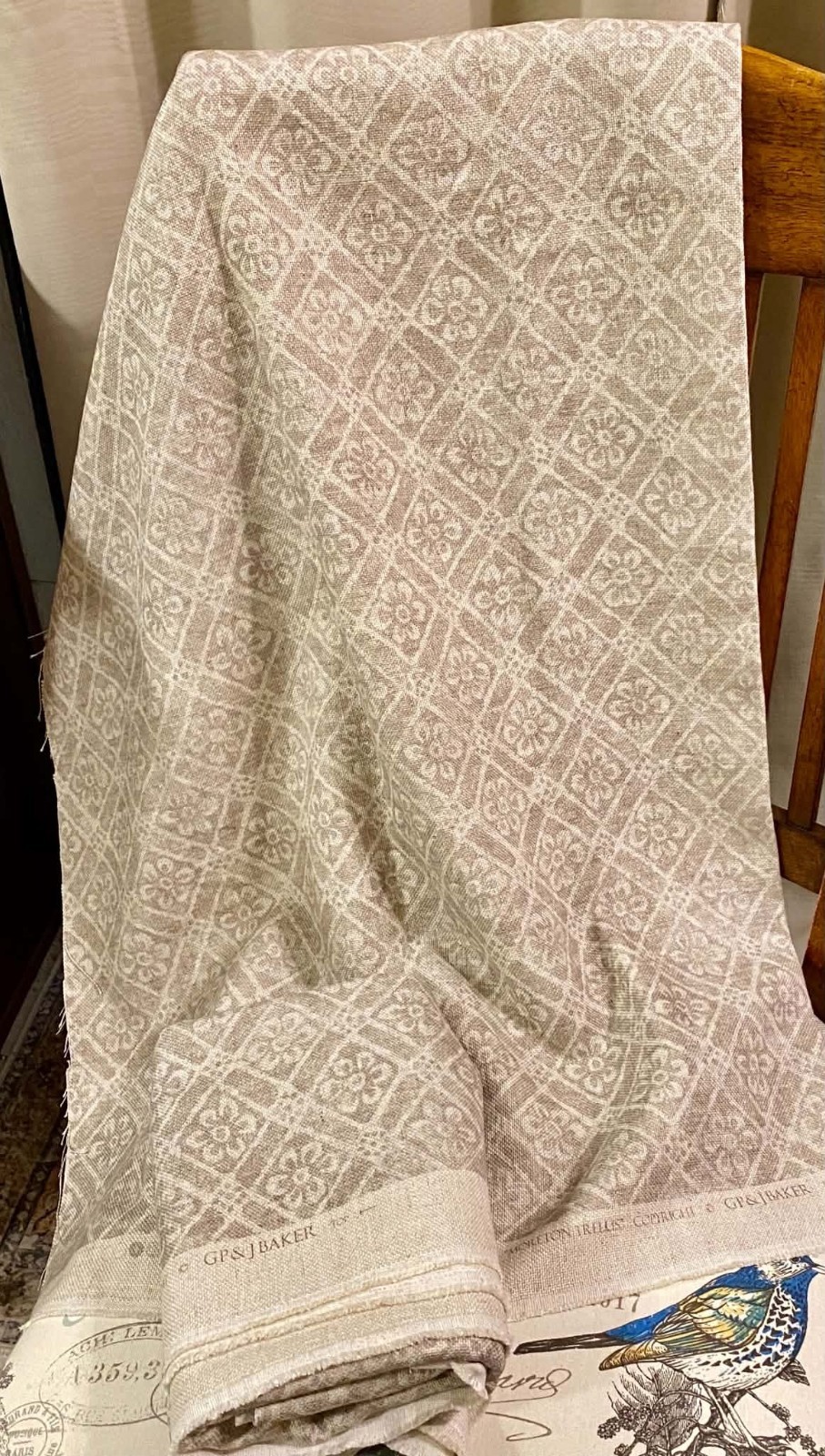GP & J BAKER Designer Fabric Remnants, 2 Pcs (Approx. 3.31 Yards) Taupe / Cream GP & J BAKER Designer Fabric Remnants, 2 Pcs (Approx. 3.31 Yards) Taupe / Cream