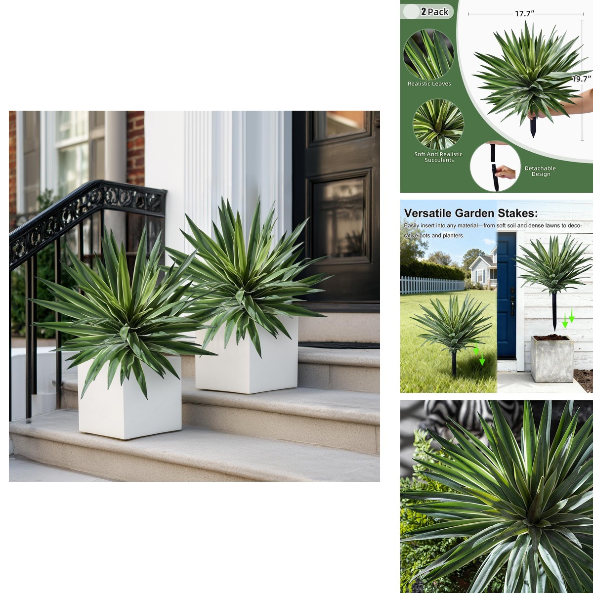 Artificial Agave Plant 16inch 2 Pcs White Yarmare Artificial Agave Plant 16inch 2 Pcs White Yarmare