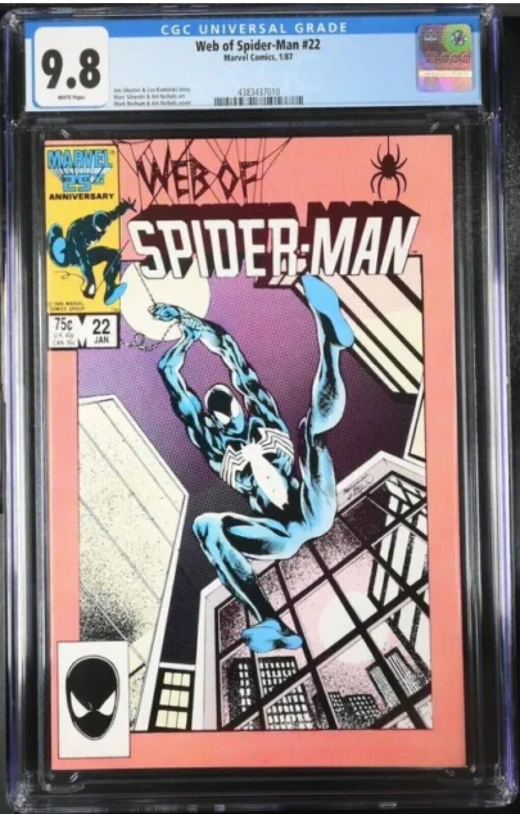 Web of Spider-Man #22 (Marvel 1987) CGC 9.8 (POP 7) Bechum Nichols Black Suit