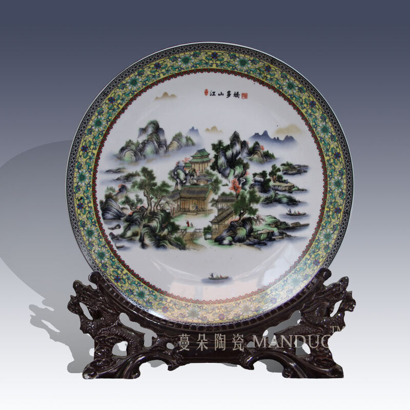 Jingdezhen High End Landscape Porcelain Porcelain Plate Decoration