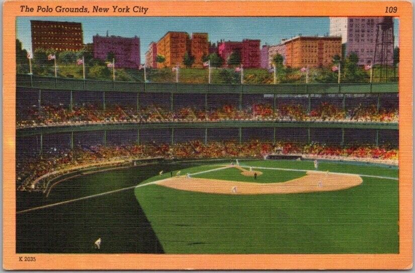 1940s New York City POLO GROUNDS Postcard Giants Baseball Stadium / Acacia Linen