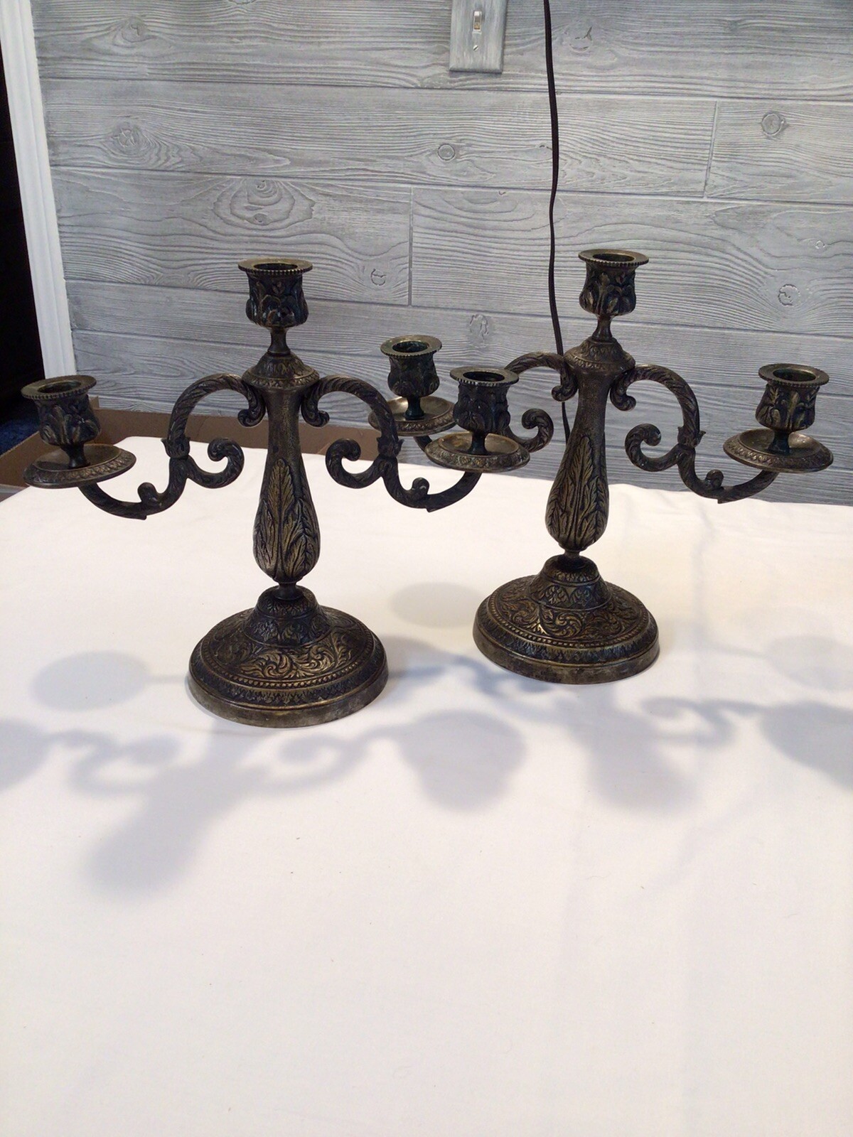 Vintage Bronze Candlabra Made In Greece Set of 2 Vintage Bronze Candlabra Made In Greece Set of 2