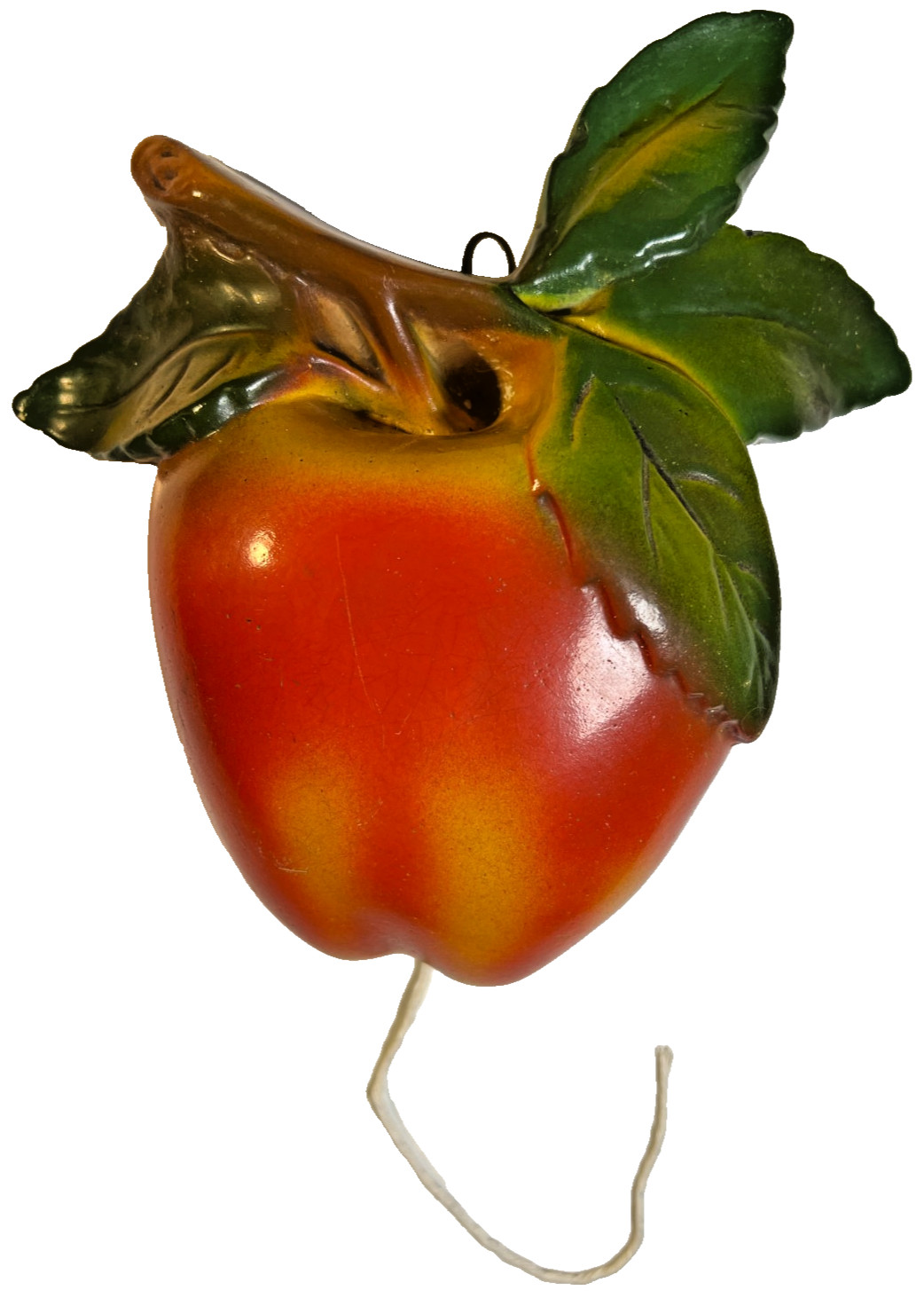 Antique 1940s SH-238 Chalkware Plaster Plump Apple Wall String Twine Holder 7”
