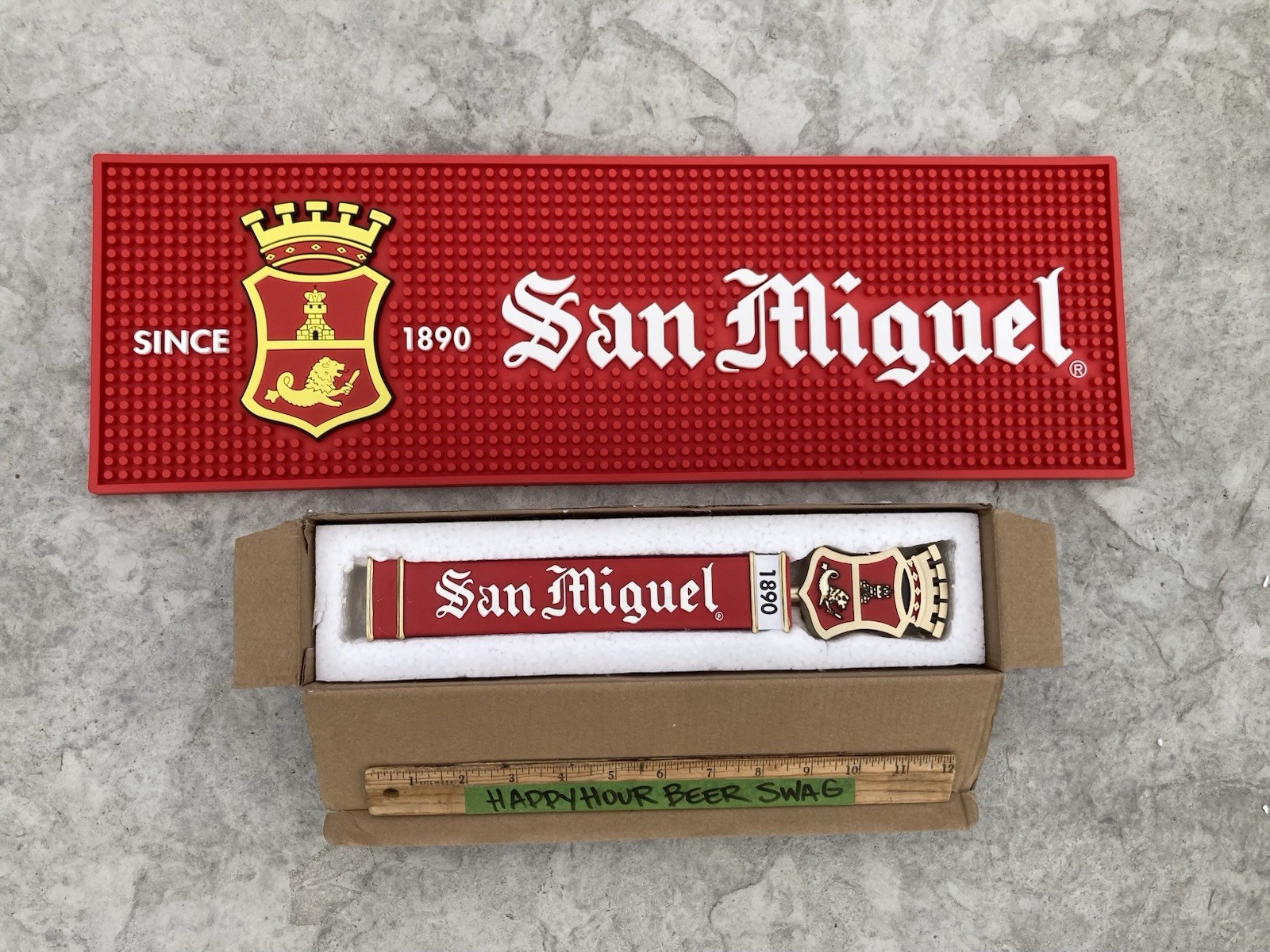 🔥 NIB Rare San Miguel Tall Premium Import Beer Tap Handle & Large Bar Mat Lot 🔥 NIB Rare San Miguel Tall Premium Import Beer Tap Handle & Large Bar Mat Lot