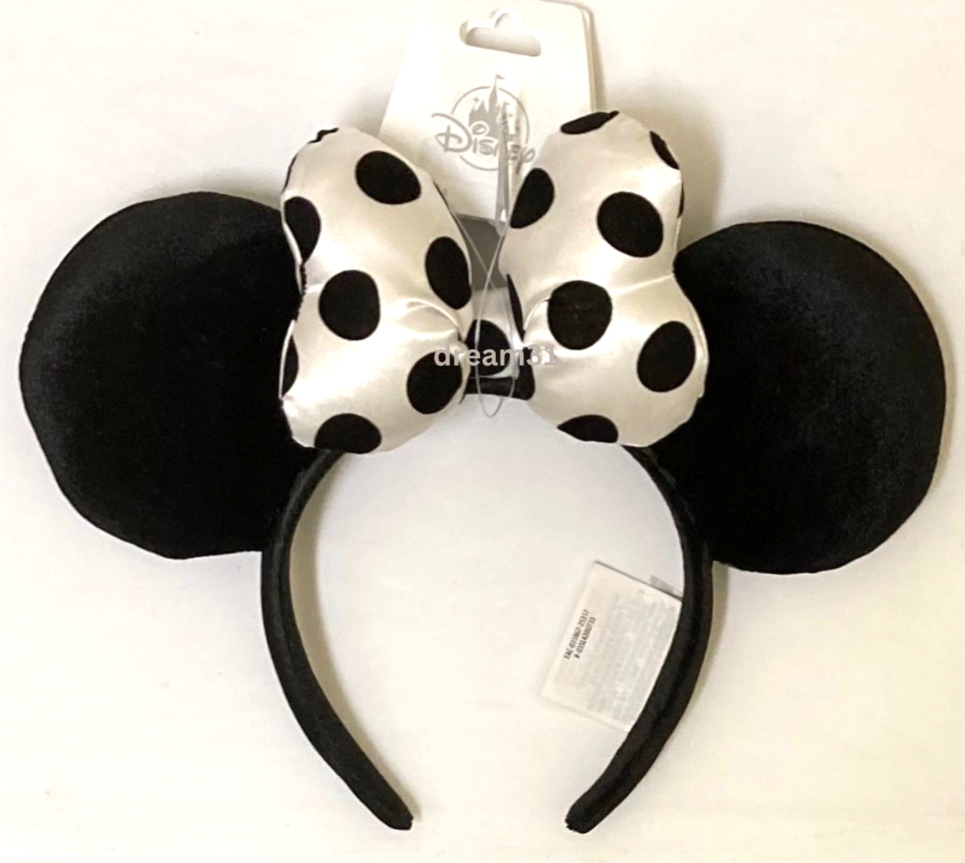 BNWT Disney Parks Minnie Mouse Polka Dot Black and White Satin Bow Ears Headband BNWT Disney Parks Minnie Mouse Polka Dot Black and White Satin Bow Ears Headband