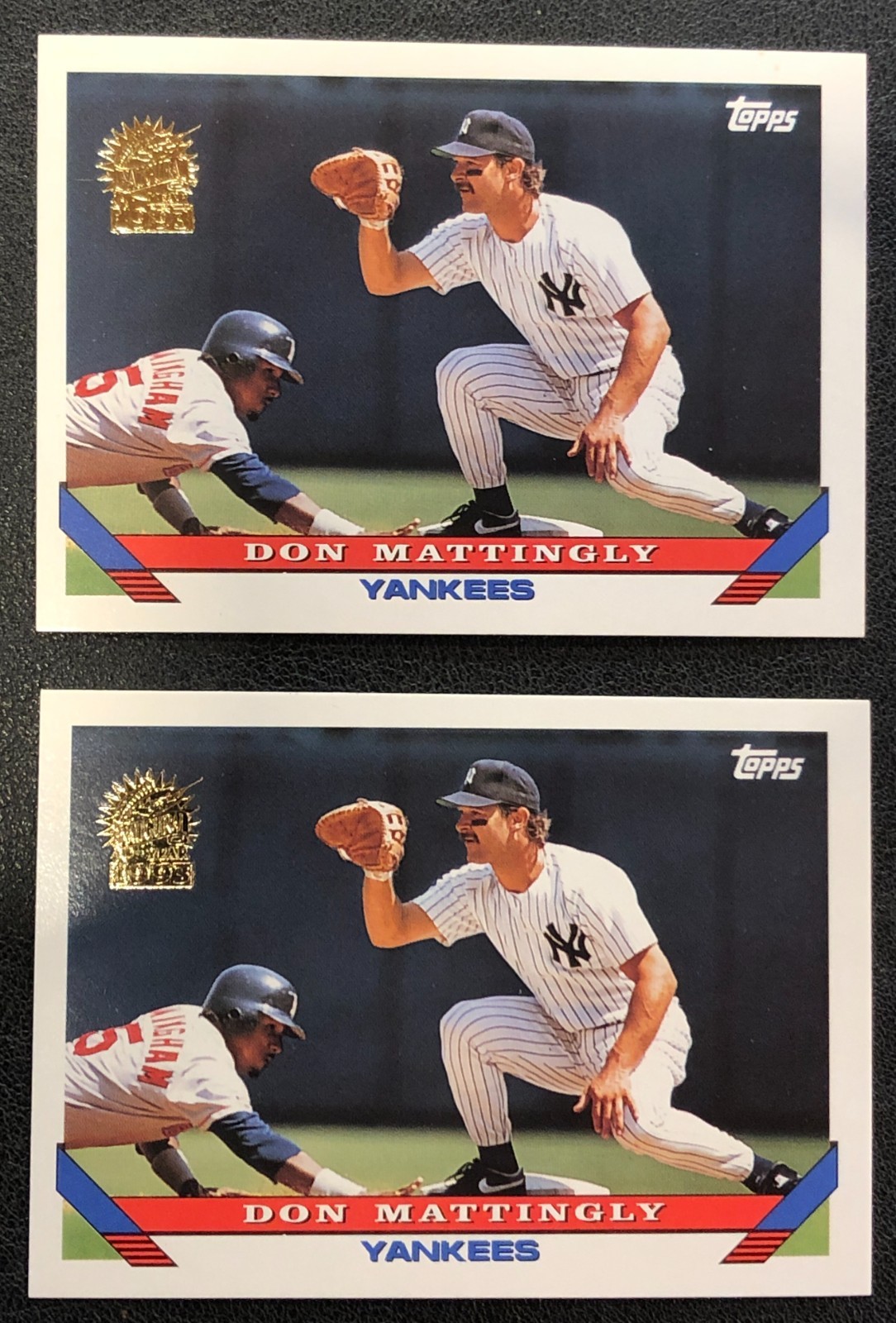 (2)x 1993 Topps Don Mattingly Inaugural Florida Marlins Baseball Gold Foil Cards (2)x 1993 Topps Don Mattingly Inaugural Florida Marlins Baseball Gold Foil Cards